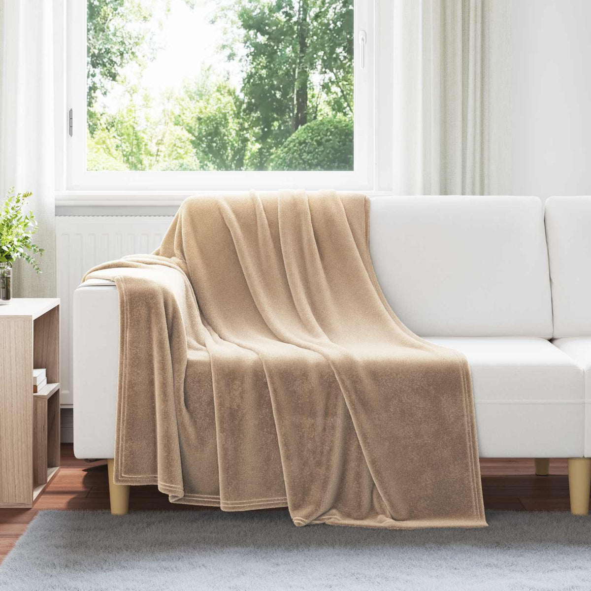 Vidaxl Überwurfdecke Kamel 150 x 200 cm Fleece