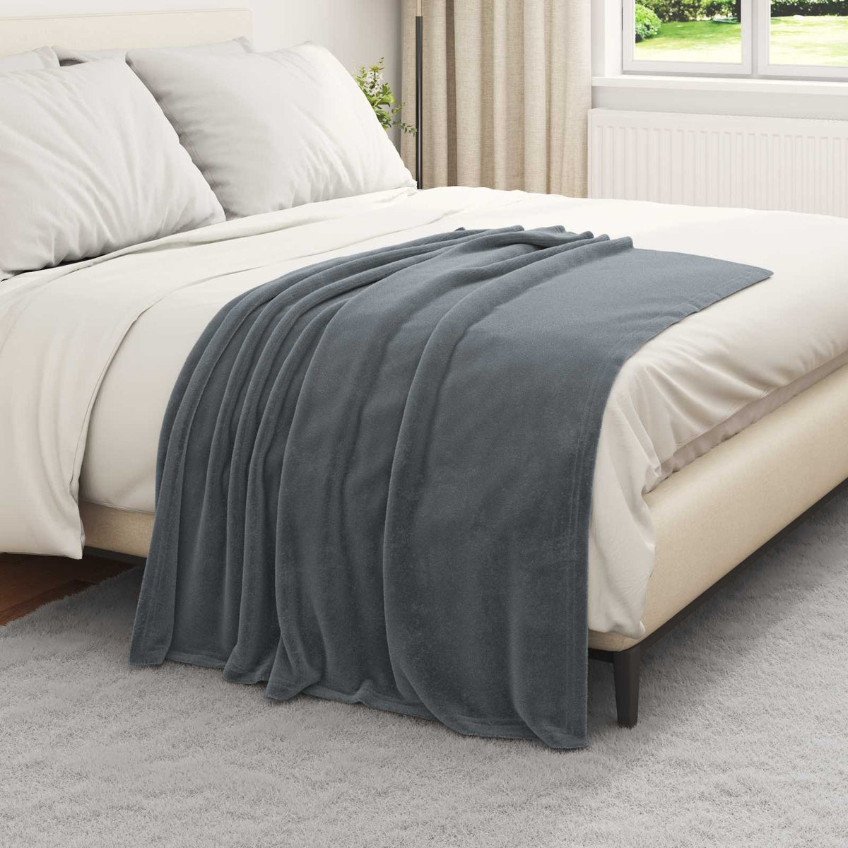 Vidaxl Überwurfdecke dunkelgrau 130 x 150 cm Fleece