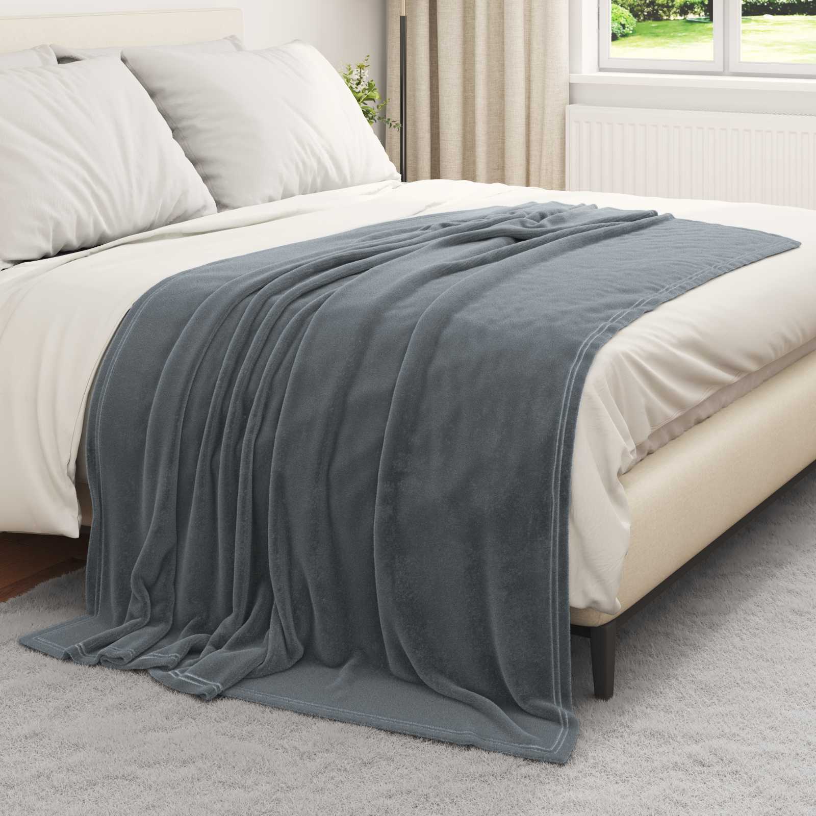 Vidaxl Überwurfdecke dunkelgrau 150 x 200 cm Fleece