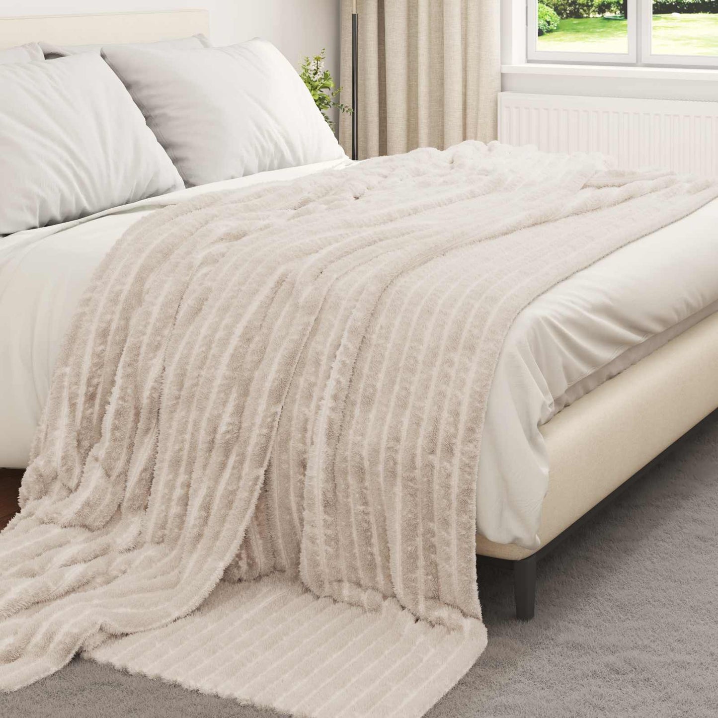 Vidaxl Überwurfdecke Beige 270 x 240 cm Fleece