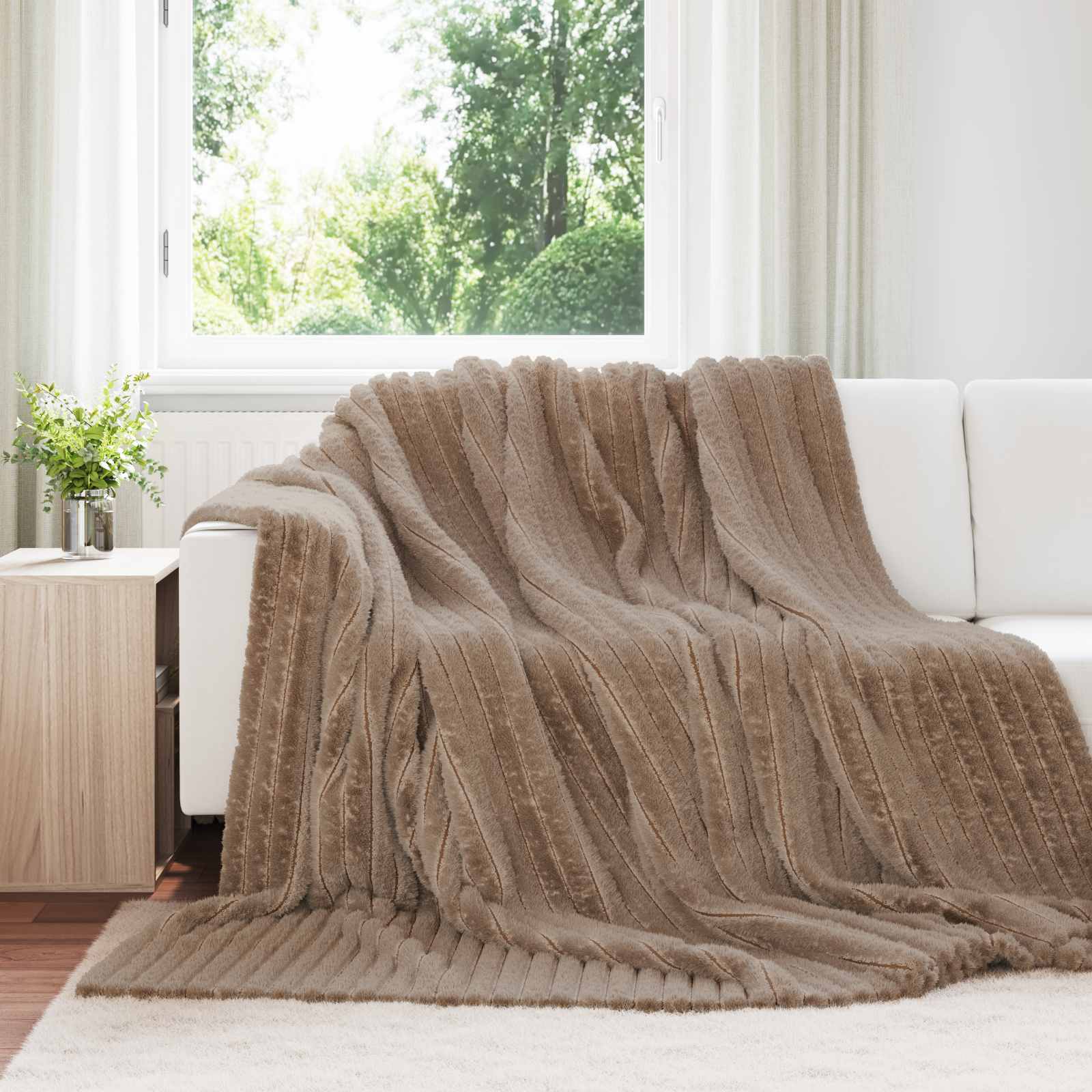 Vidaxx Überwurfdecke Kamel 240 x 220 cm Fleece