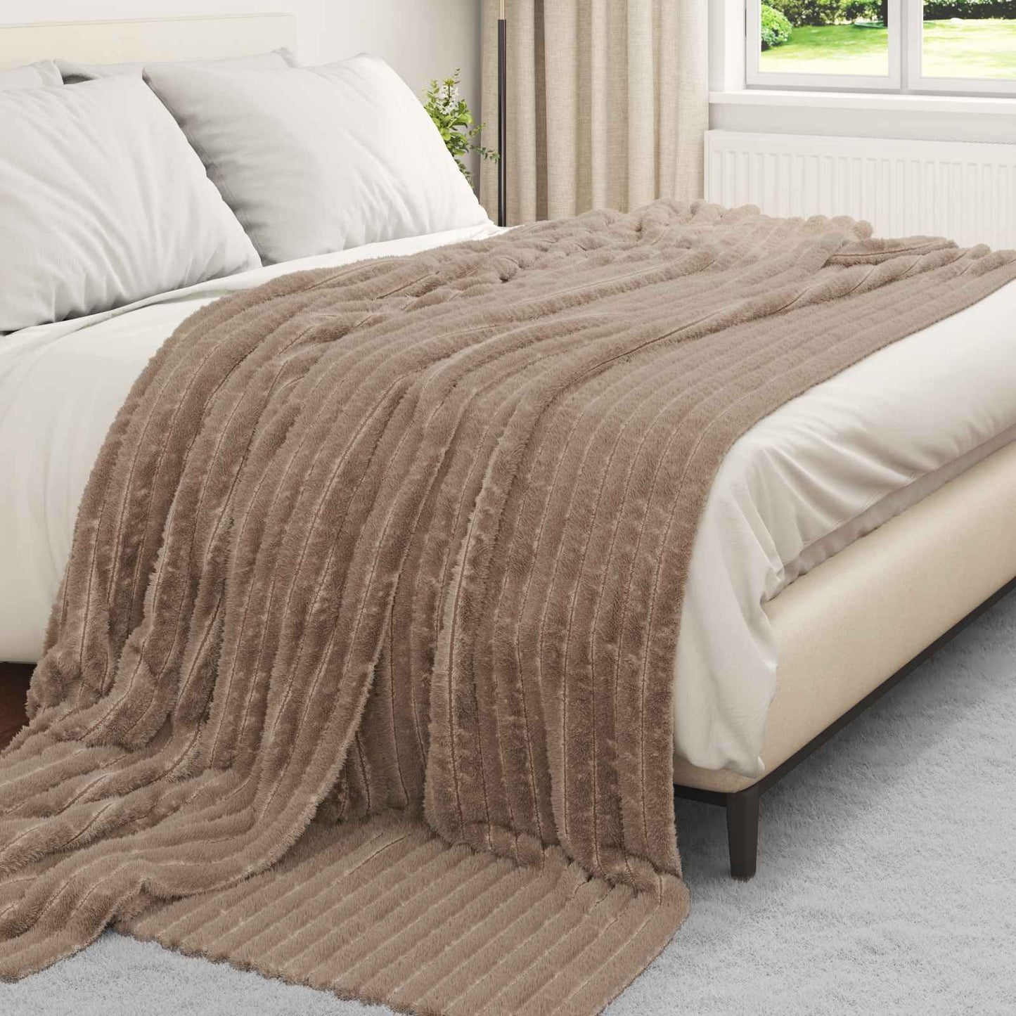 Vidaxx Überwurfdecke Kamel 240 x 220 cm Fleece