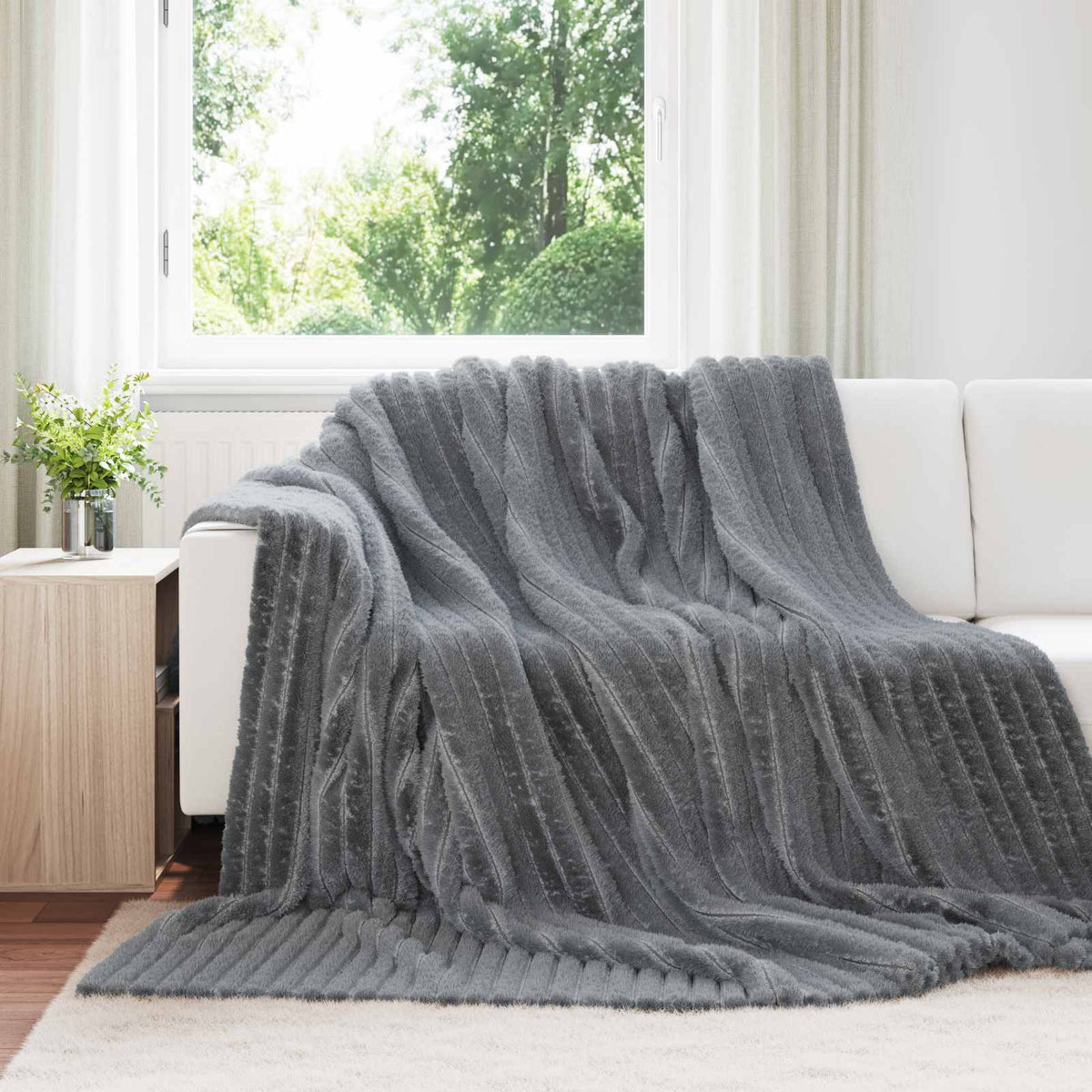 Vidaxl Überwurfdecke dunkelgrau 270 x 240 cm Fleece