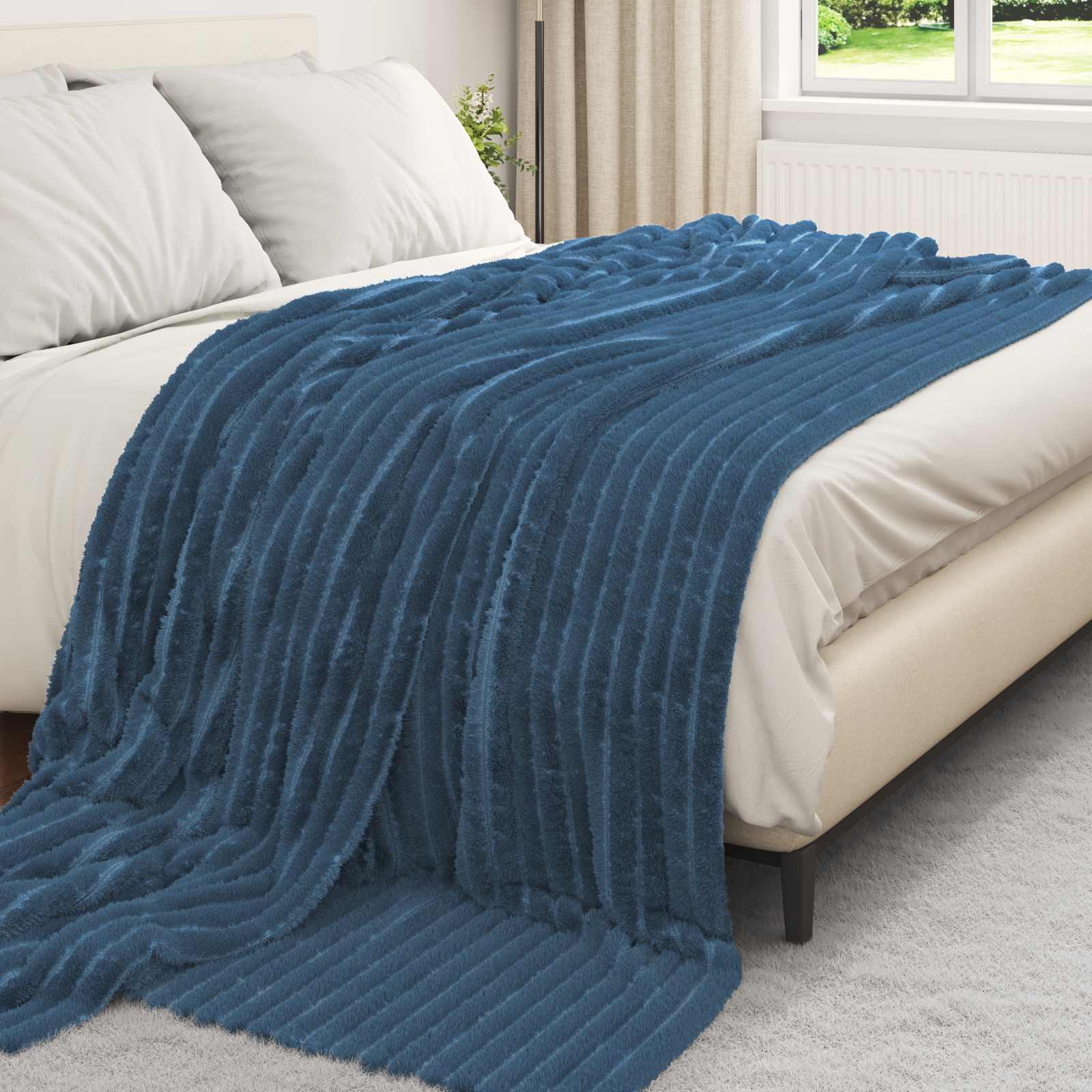 Vidaxx Überwurfdecke Marineblau 270 x 240 cm Fleece