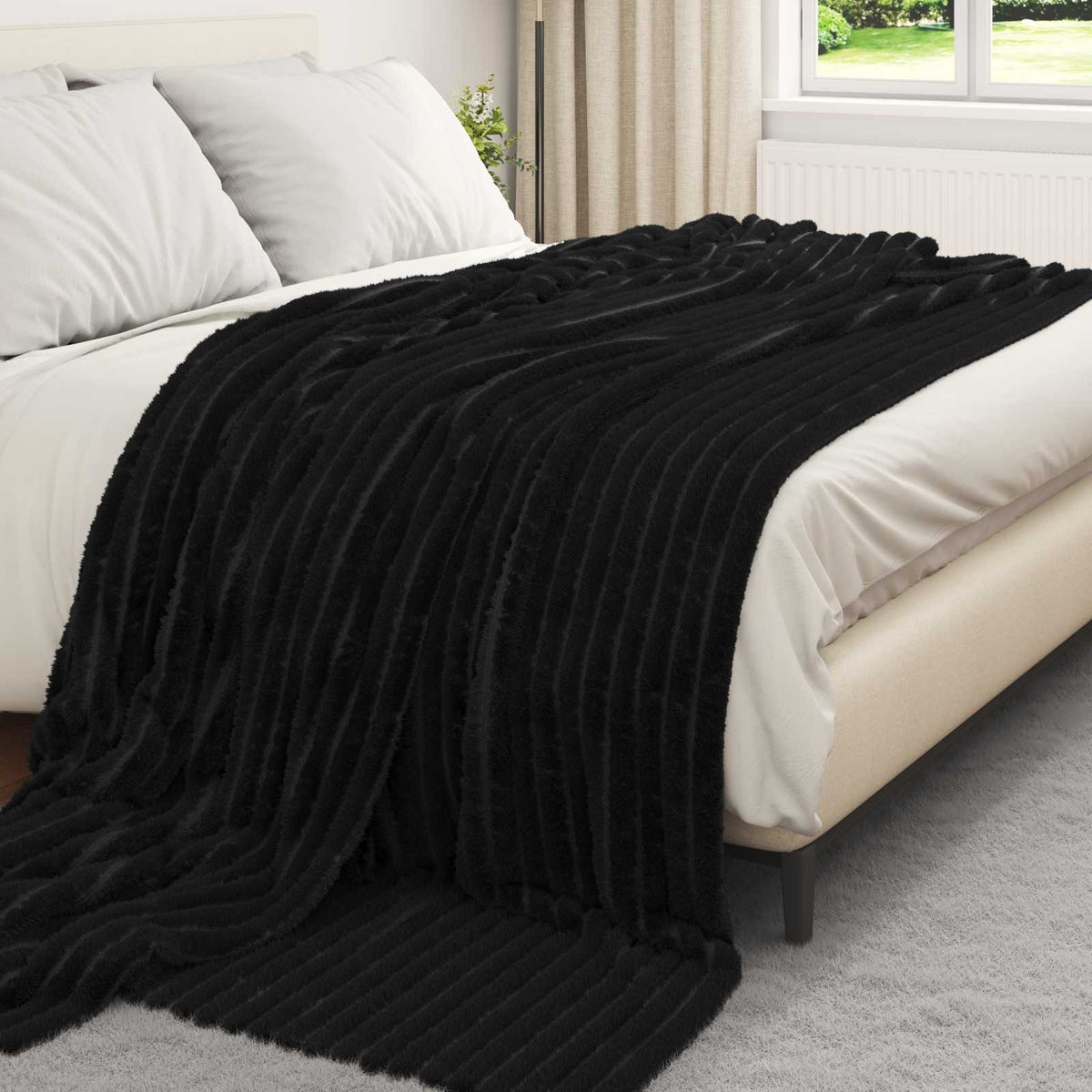 Vidaxx Überwurfdecke schwarz 240 x 220 cm Fleece