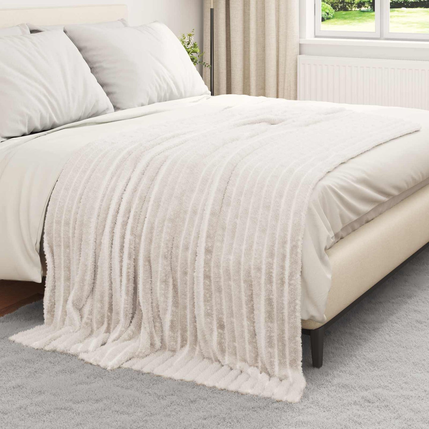 Vidaxl Überwurfdecke Creme 200 x 150 cm Fleece