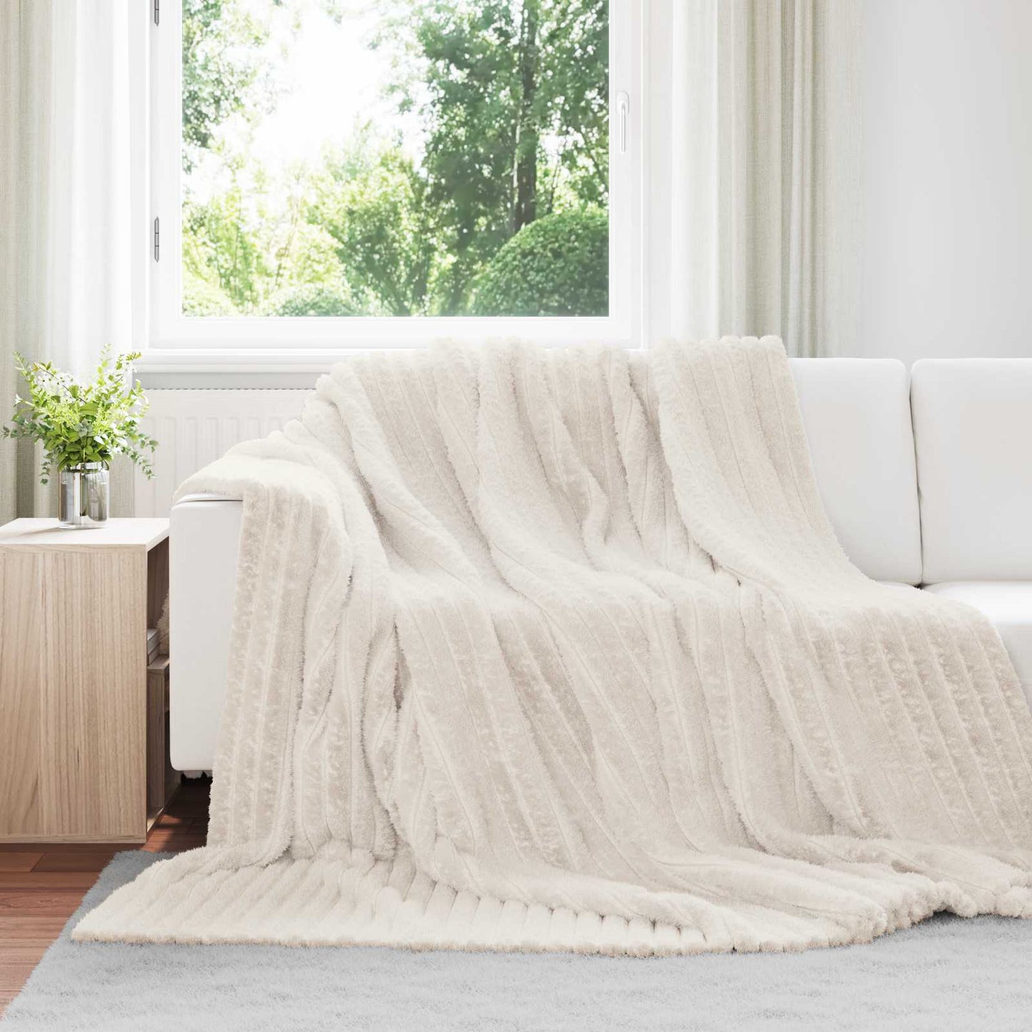 Vidaxl Überwurfdecke Creme 270 x 240 cm Fleece