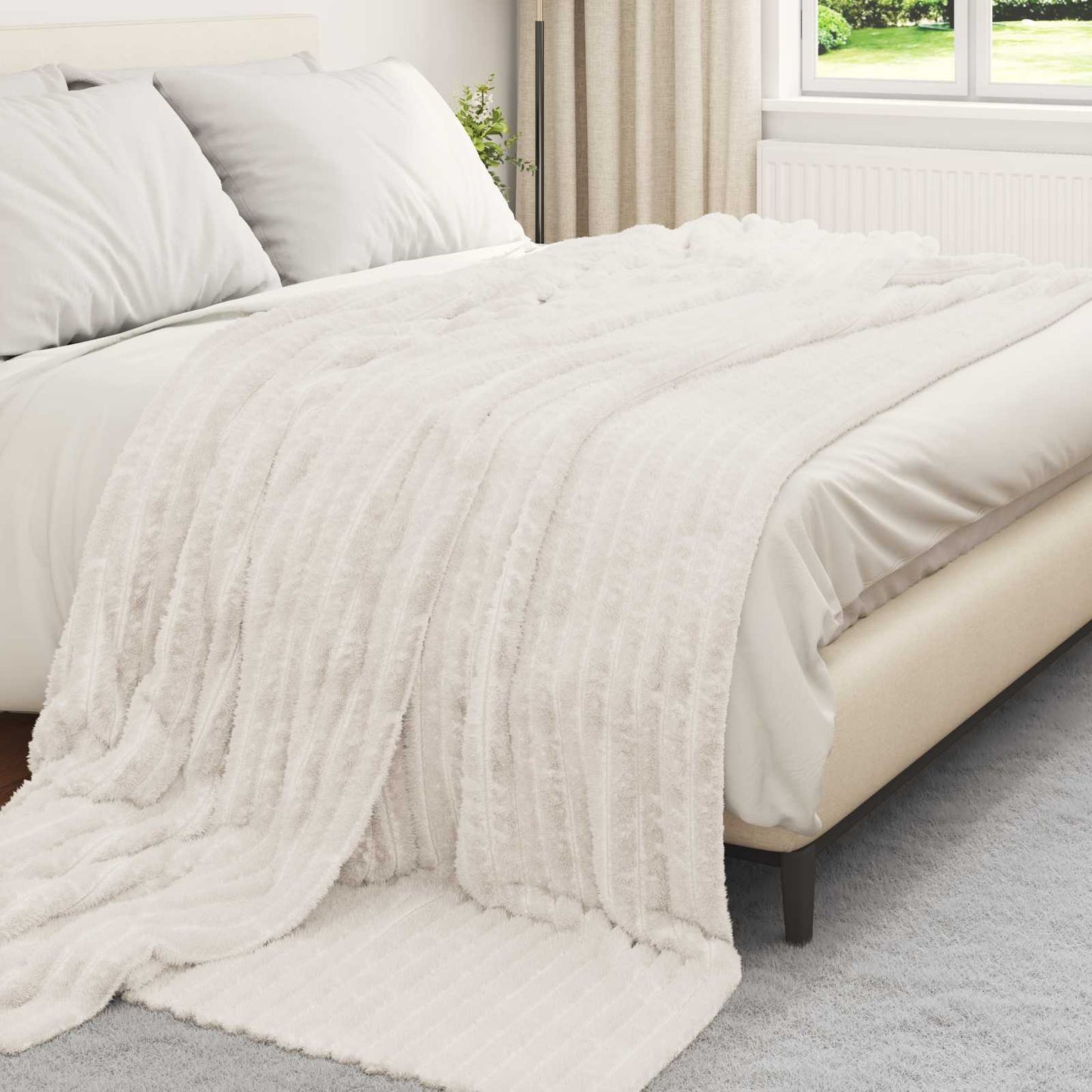 Vidaxl Überwurfdecke Creme 270 x 240 cm Fleece