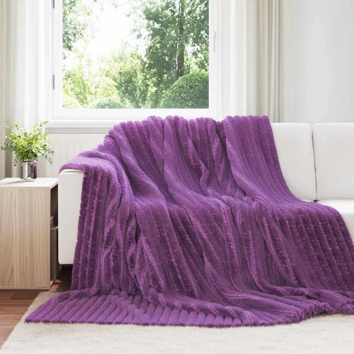 Vidaxl Überwurfdecke Lila 240 x 220 cm Fleece