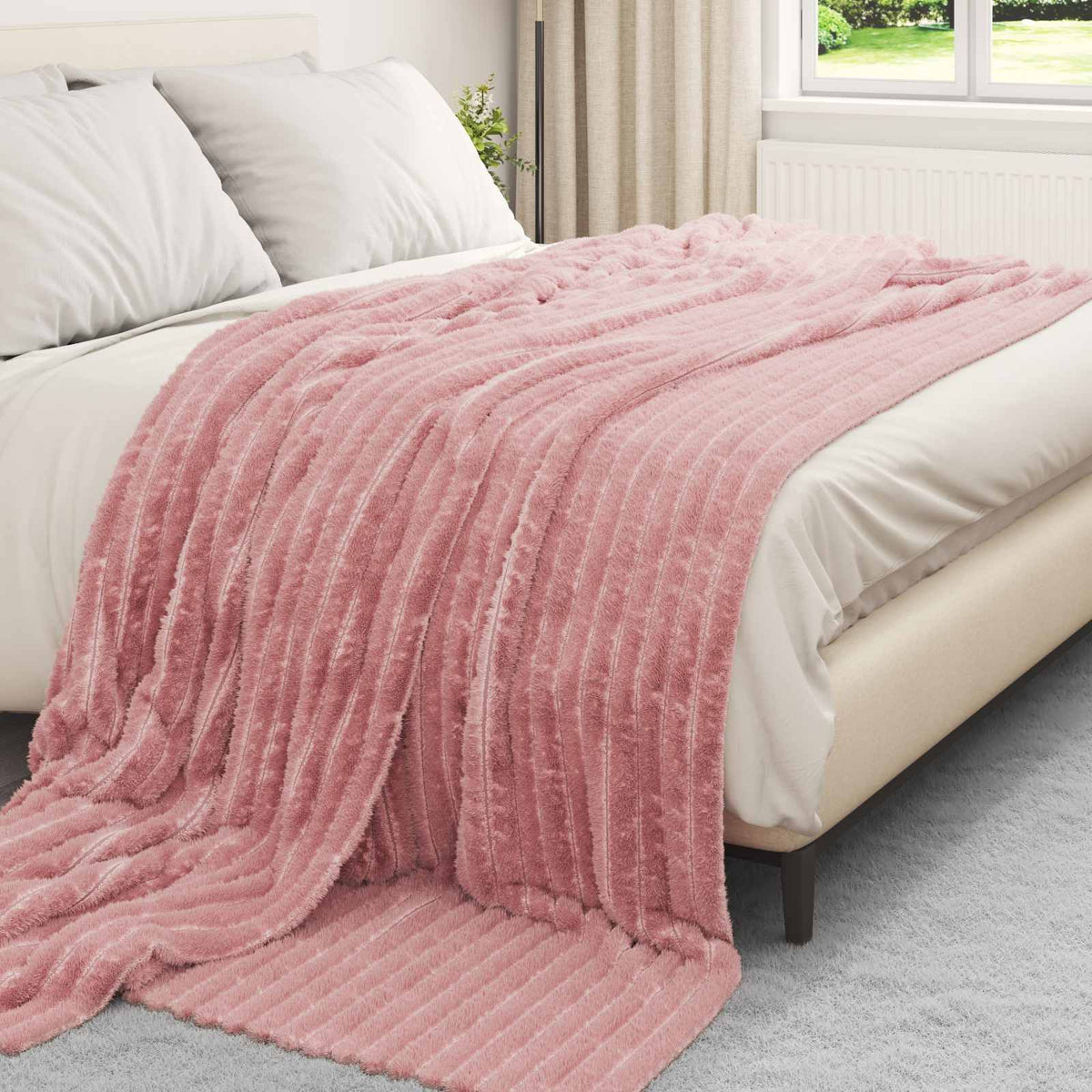 Vidaxl Überwurfdecke rosa 240 x 220 cm Fleece