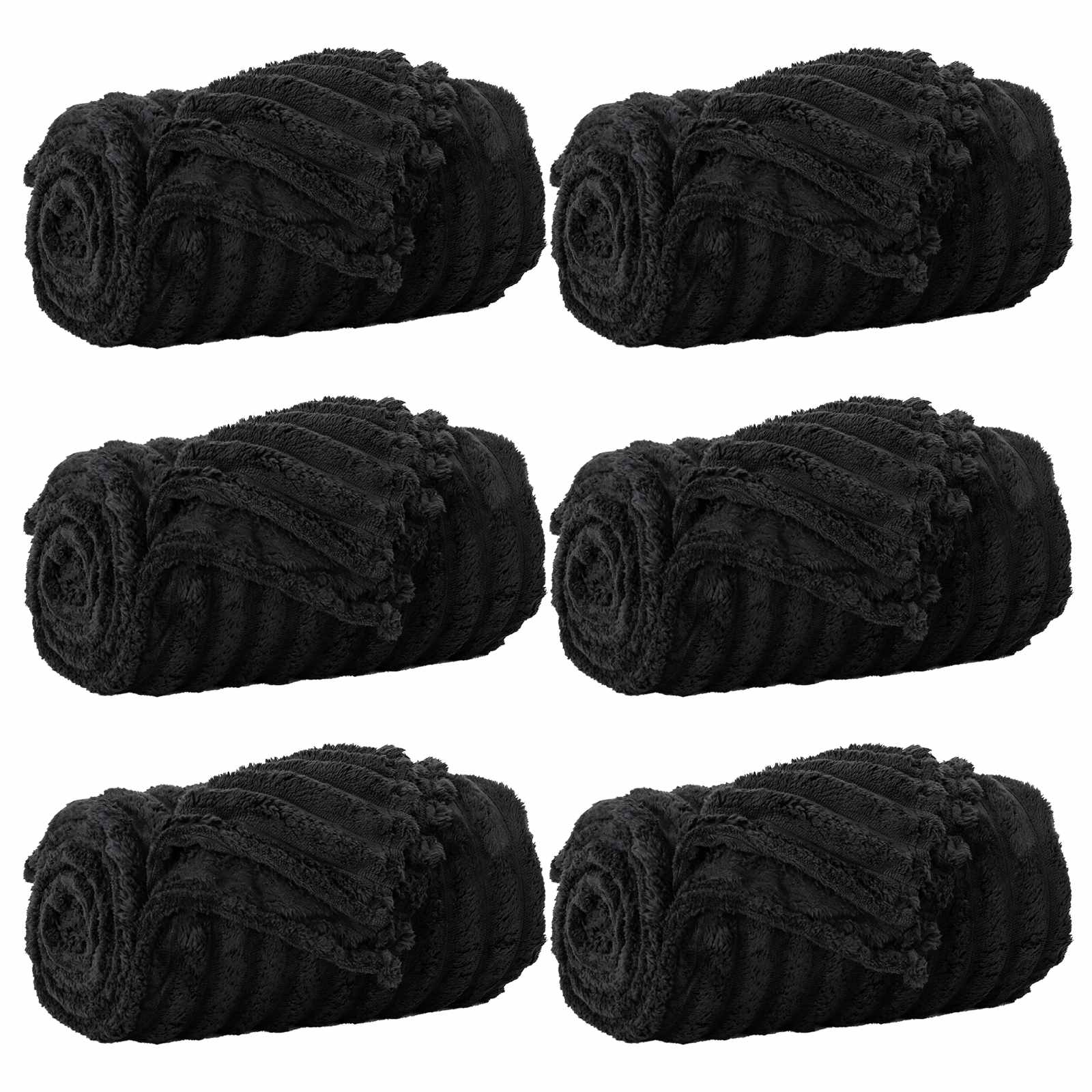 VidaXL Teppiche 6 Stück schwarz 270 x 240 cm Fleece
