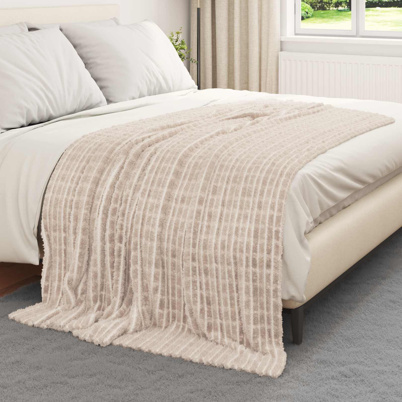 Vidaxl Überwurfdecke Beige 200 x 150 cm Fleece