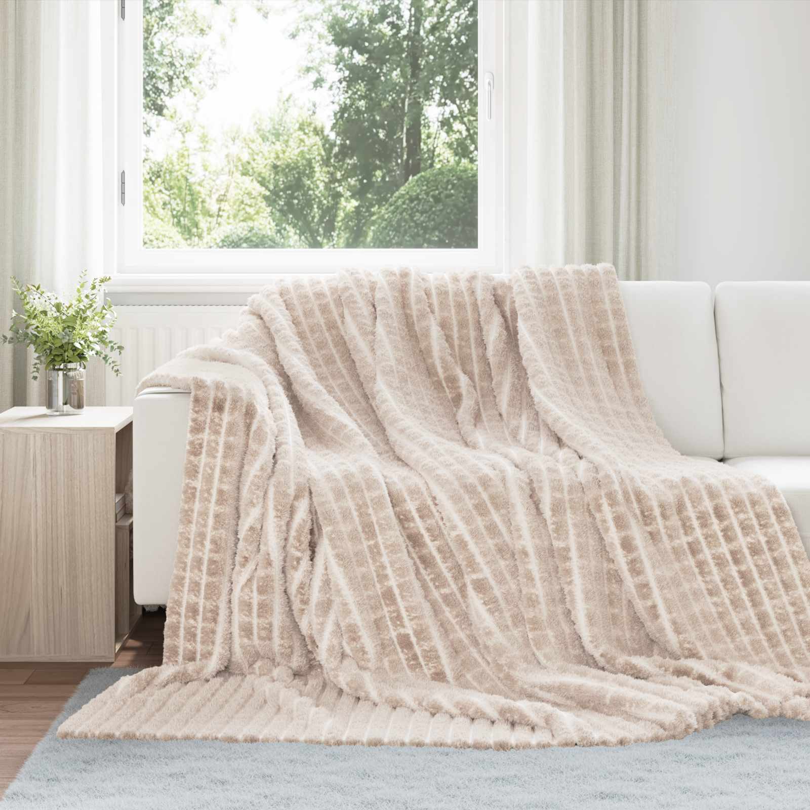 Vidaxl Überwurfdecke Beige 270 x 240 cm Fleece