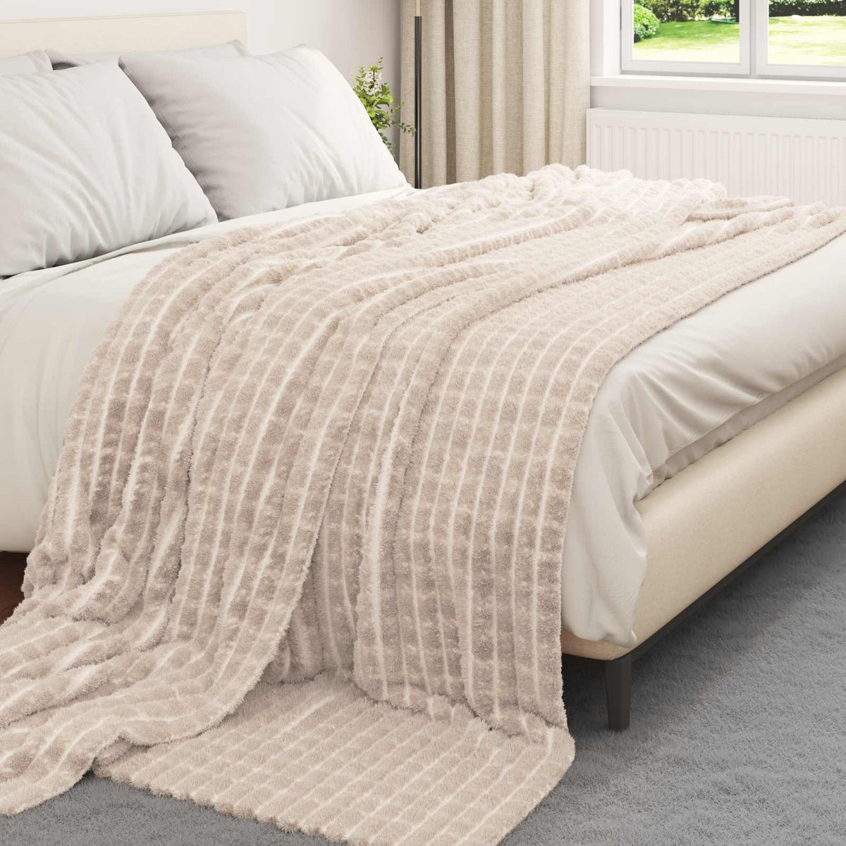 Vidaxl Überwurfdecke Beige 270 x 240 cm Fleece