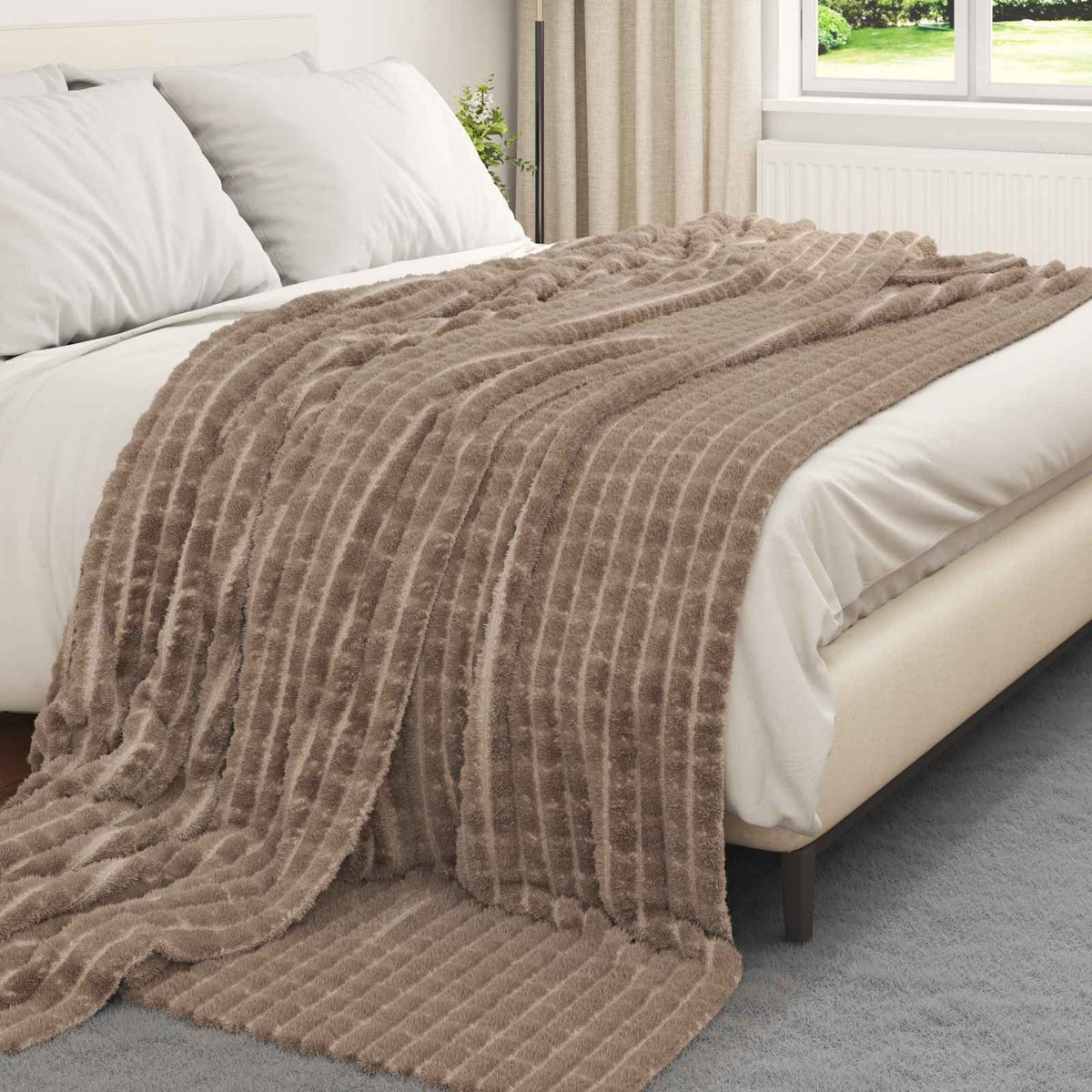 Vidaxl Überwurfdecke Kamel 270 x 240 cm Fleece