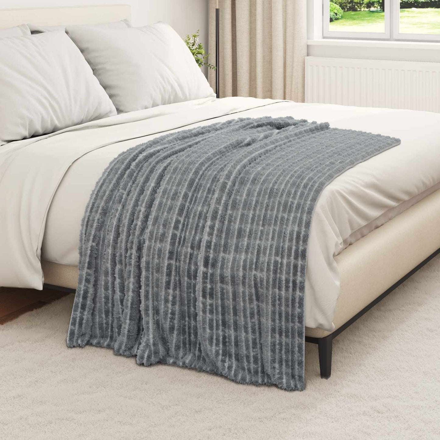 Vidaxl Überwurfdecke dunkelgrau 150 x 130 cm Fleece