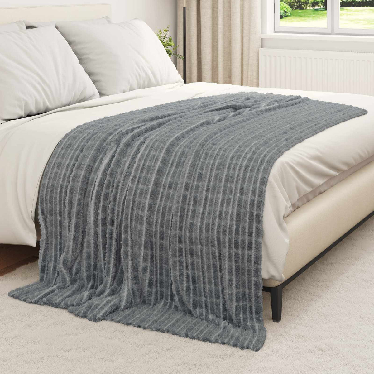 Vidaxl Überwurfdecke dunkelgrau 200 x 150 cm Fleece
