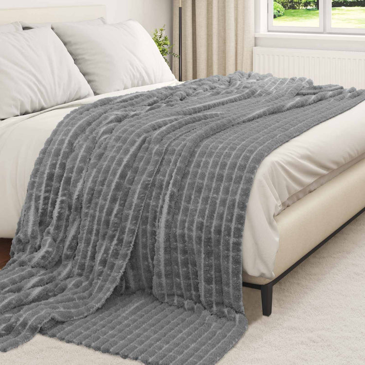 Vidaxl Überwurfdecke dunkelgrau 240 x 220 cm Fleece