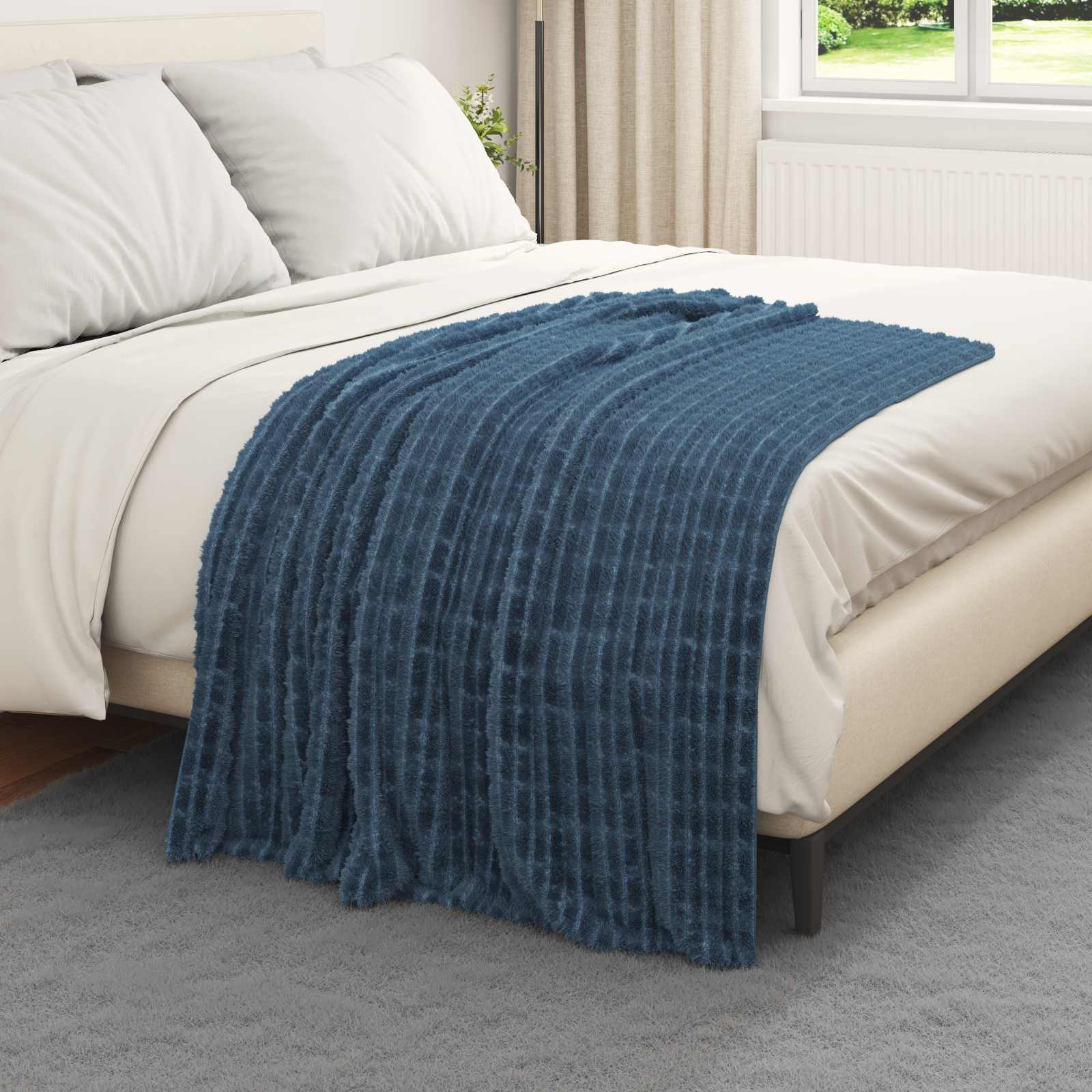 Vidaxx Überwurfdecke Marineblau 150 x 130 cm Fleece