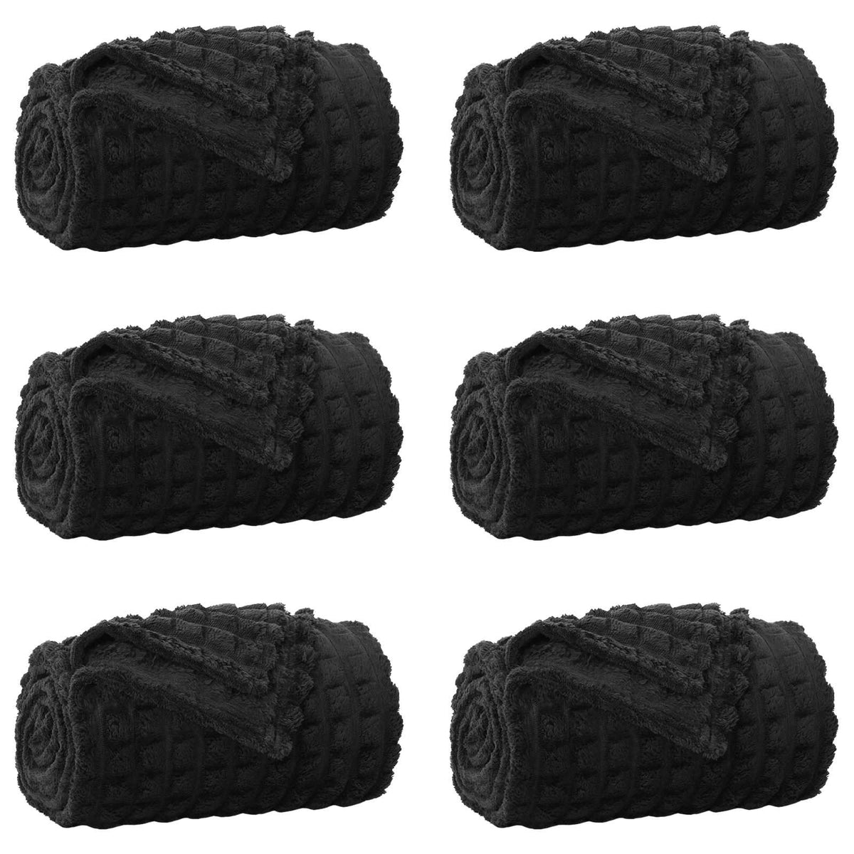 VidaXL Teppiche 6 Stück schwarz 200 x 150 cm Fleece