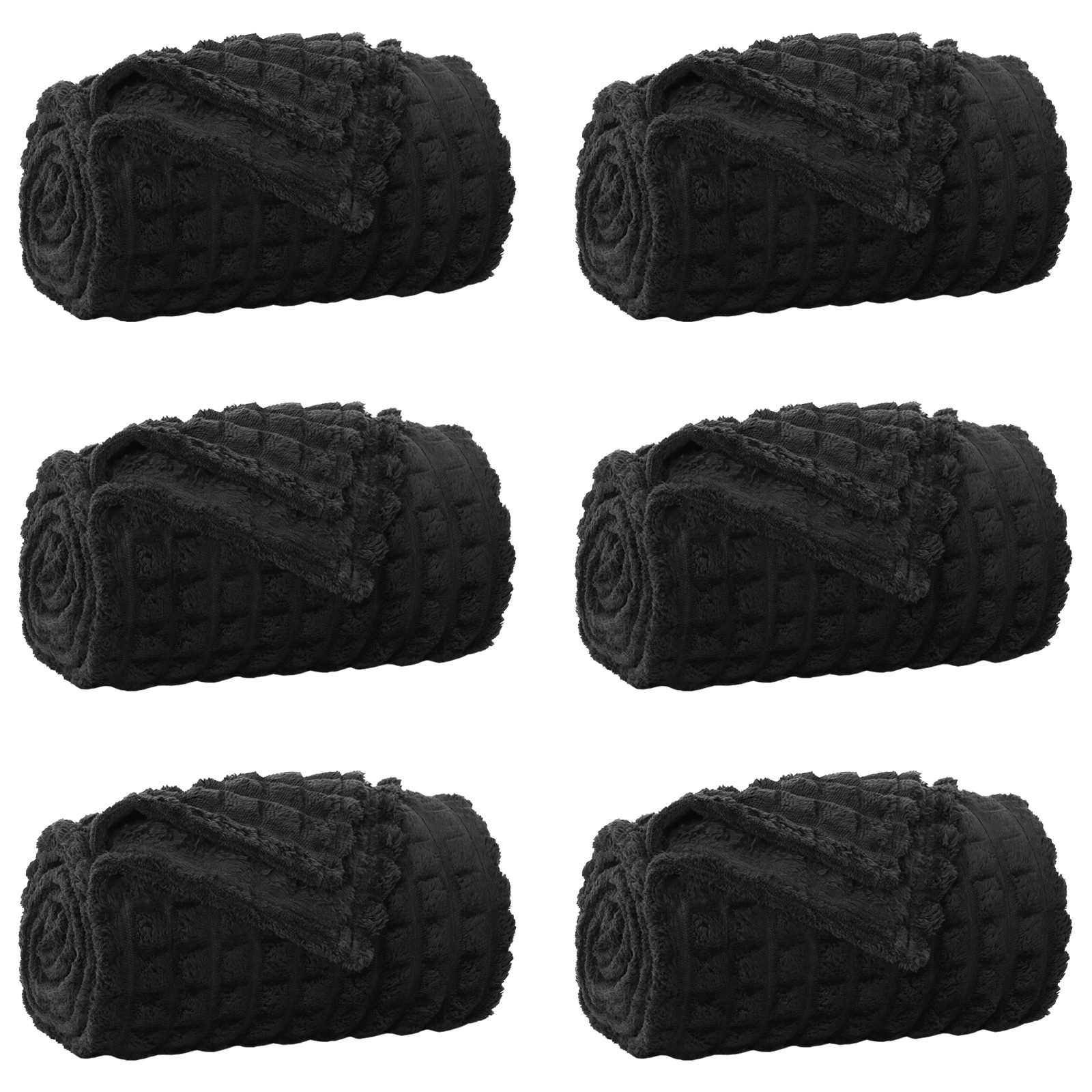 VidaXL Teppiche 6 Stück schwarz 200 x 150 cm Fleece