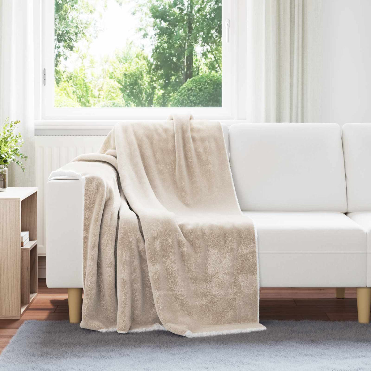 Vidaxl Überwurfdecke beige 130 x 150 cm Fleece