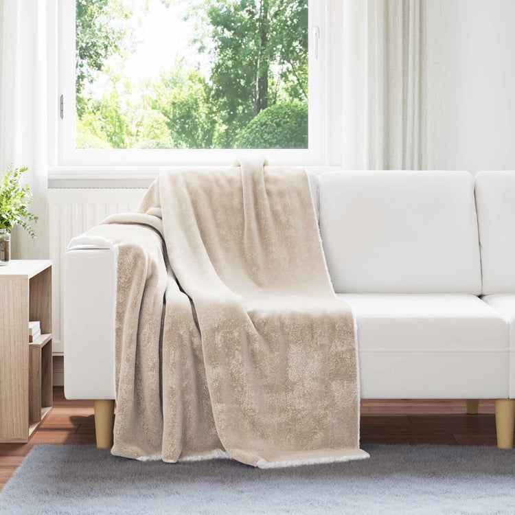 Vidaxl Überwurfdecke beige 130 x 150 cm Fleece