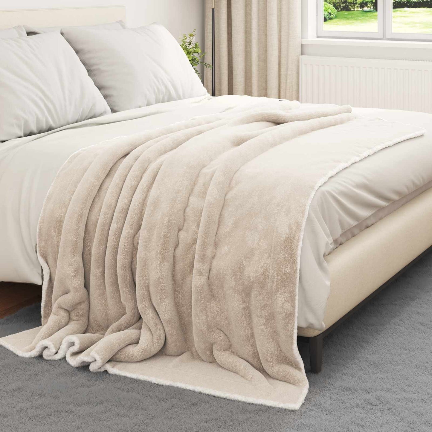 Vidaxl Überwurfdecke beige 150 x 200 cm Fleece