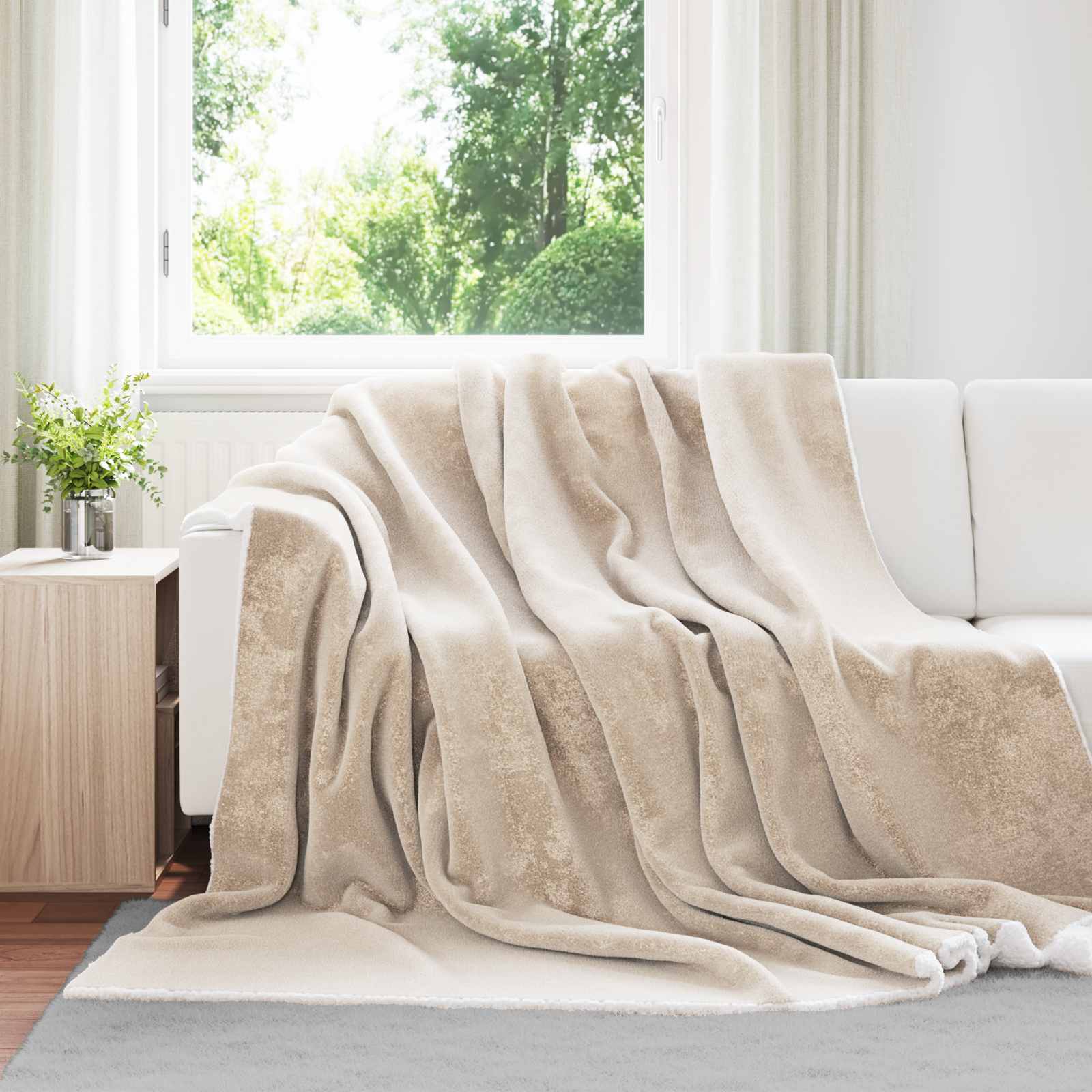 Vidaxl Überwurfdecke Beige 220 x 240 cm Fleece