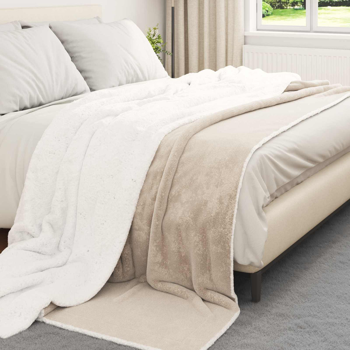 Vidaxl Überwurfdecke Beige 220 x 240 cm Fleece