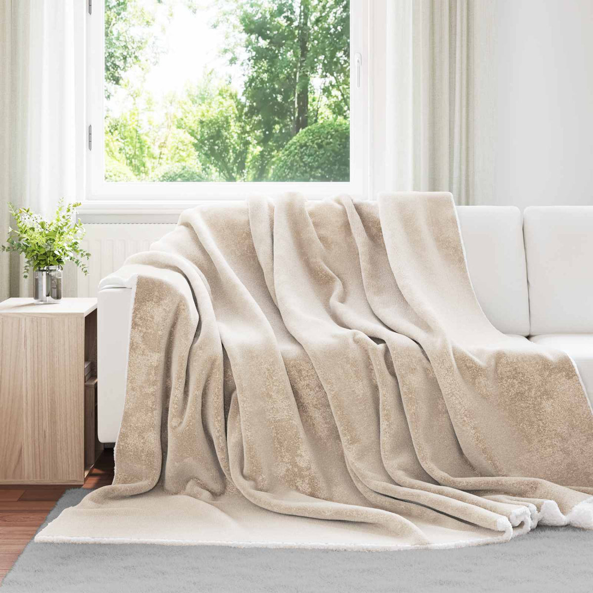 Vidaxl Überwurfdecke beige 240 x 270 cm Fleece