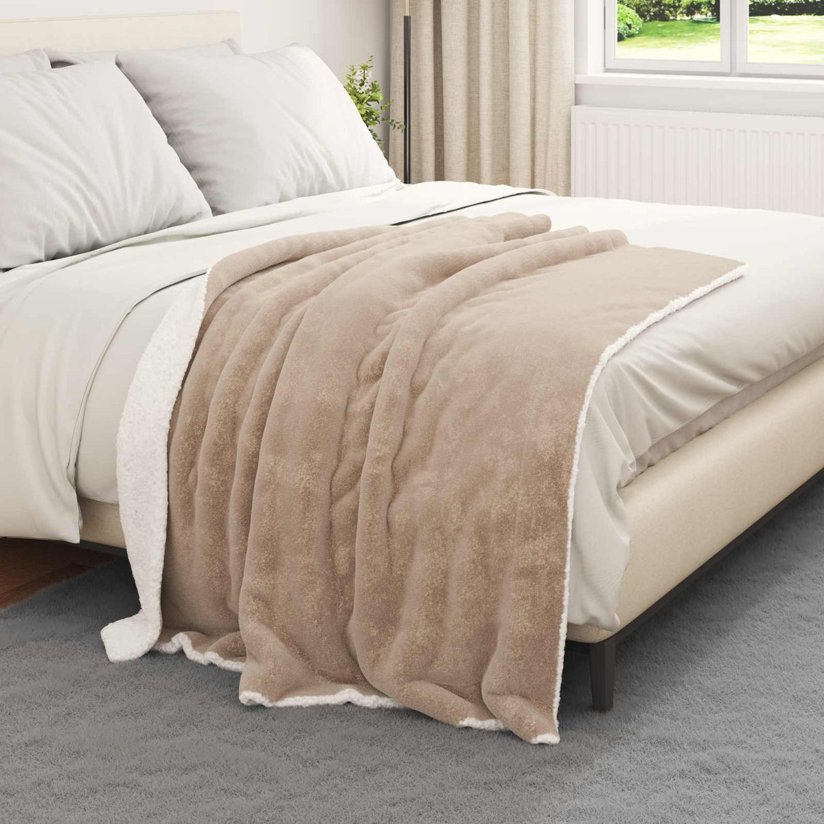 Vidaxl Überwurfdecke Kamel 130 x 150 cm Fleece