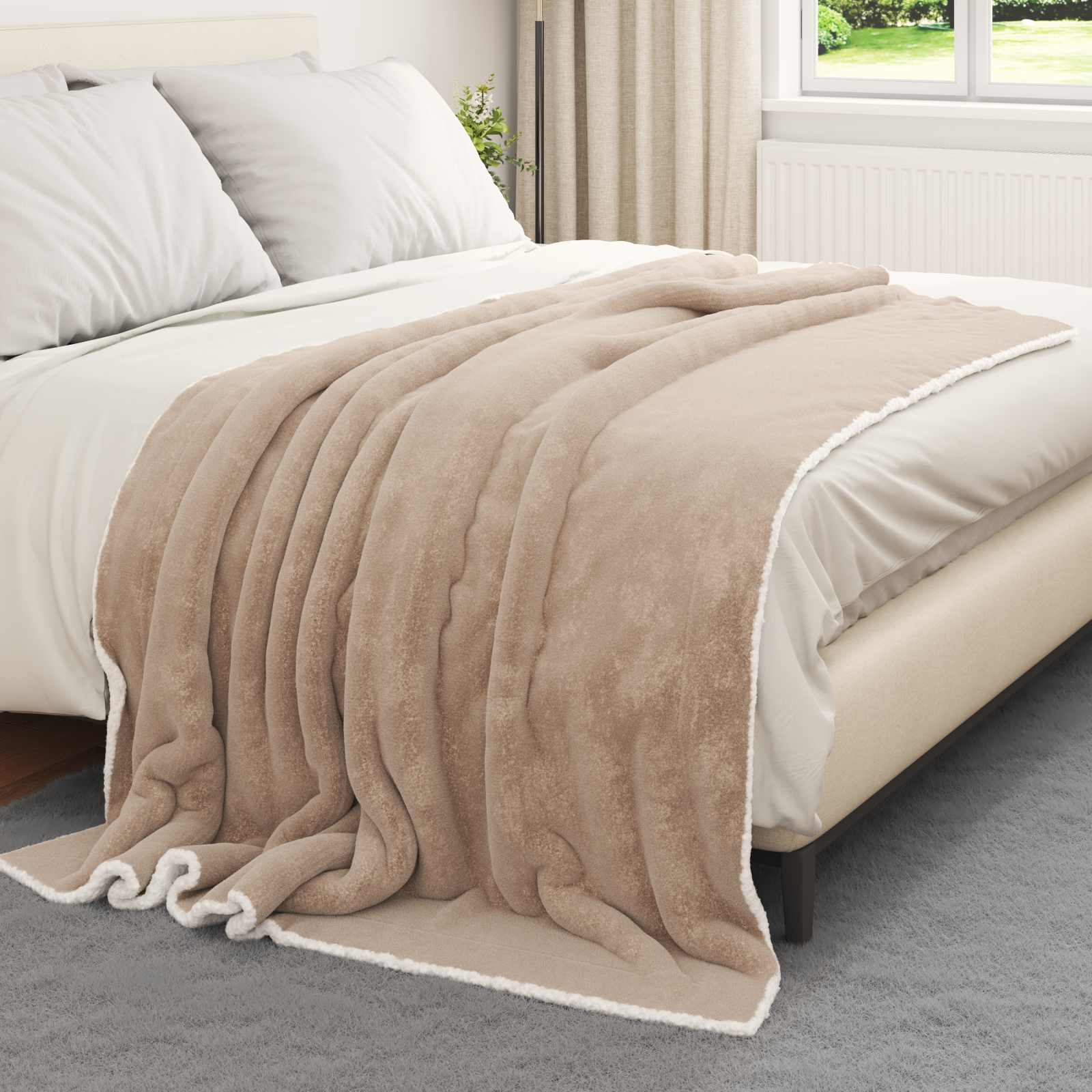 Vidaxl Überwurfdecke Kamel 150 x 200 cm Fleece