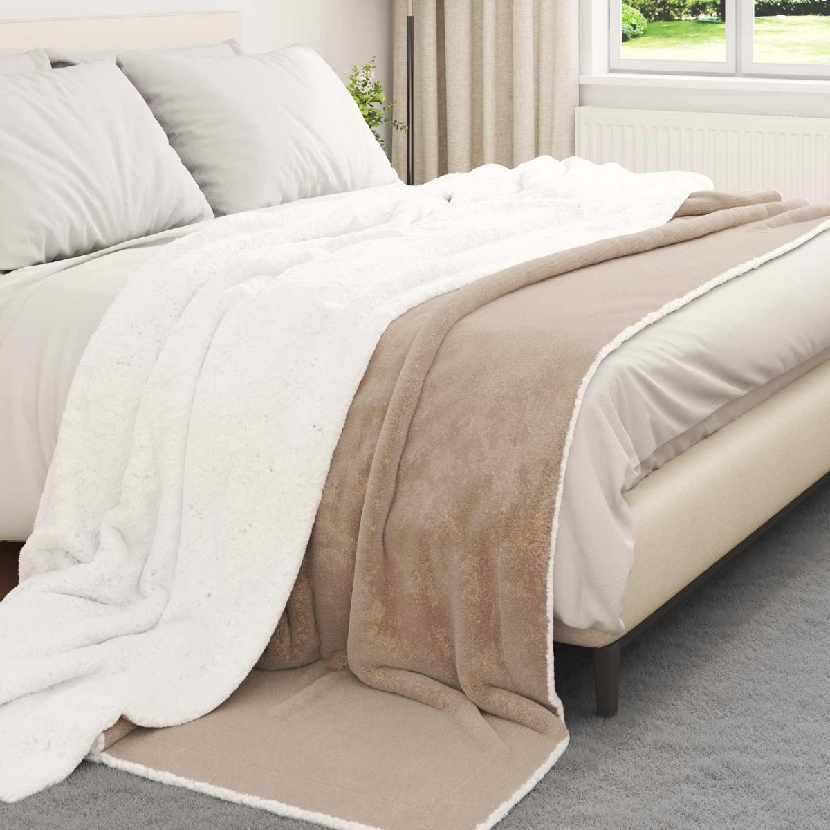 Vidaxx Überwurfdecke Kamel 220 x 240 cm Fleece