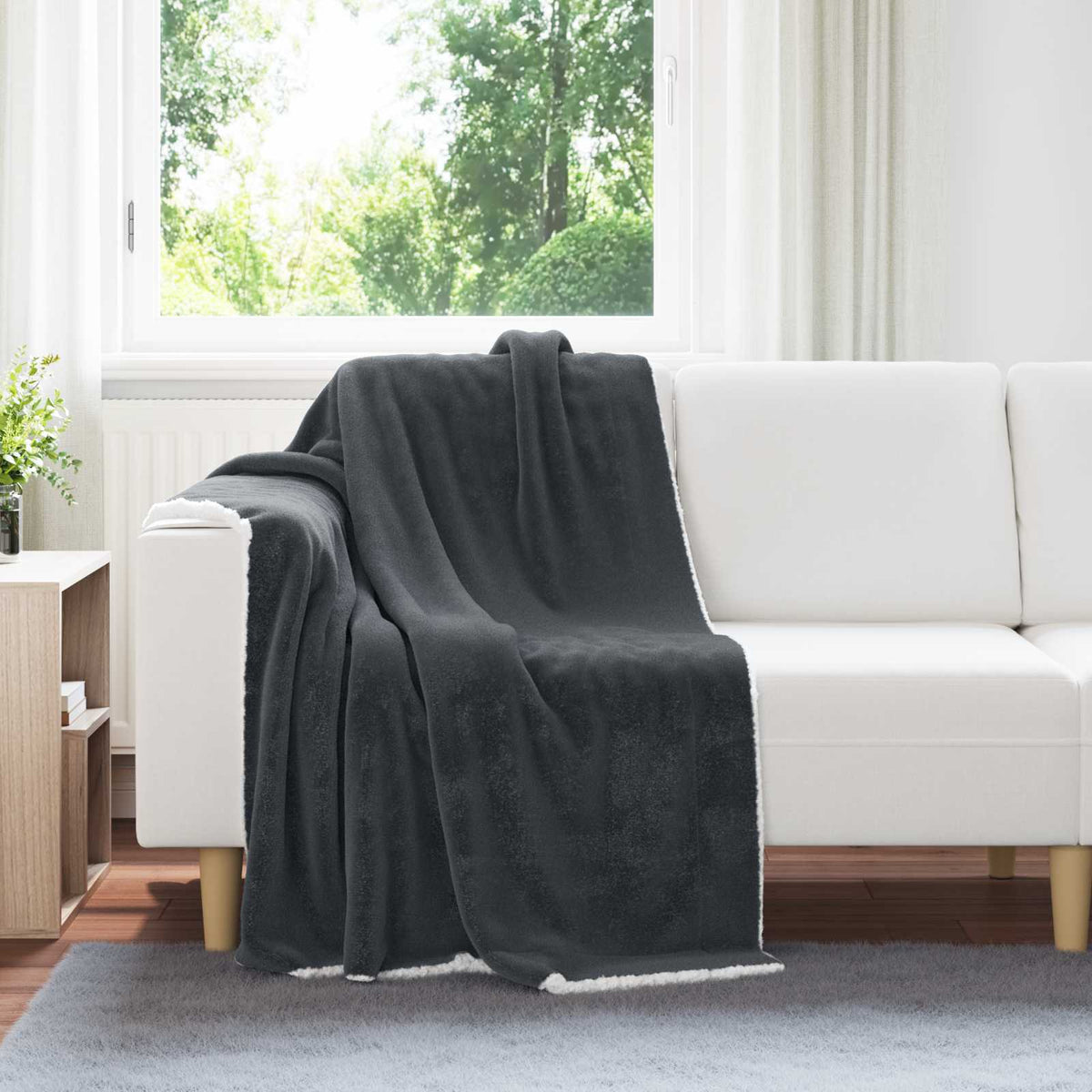 Vidaxl Überwurfdecke dunkelgrau 130 x 150 cm Fleece