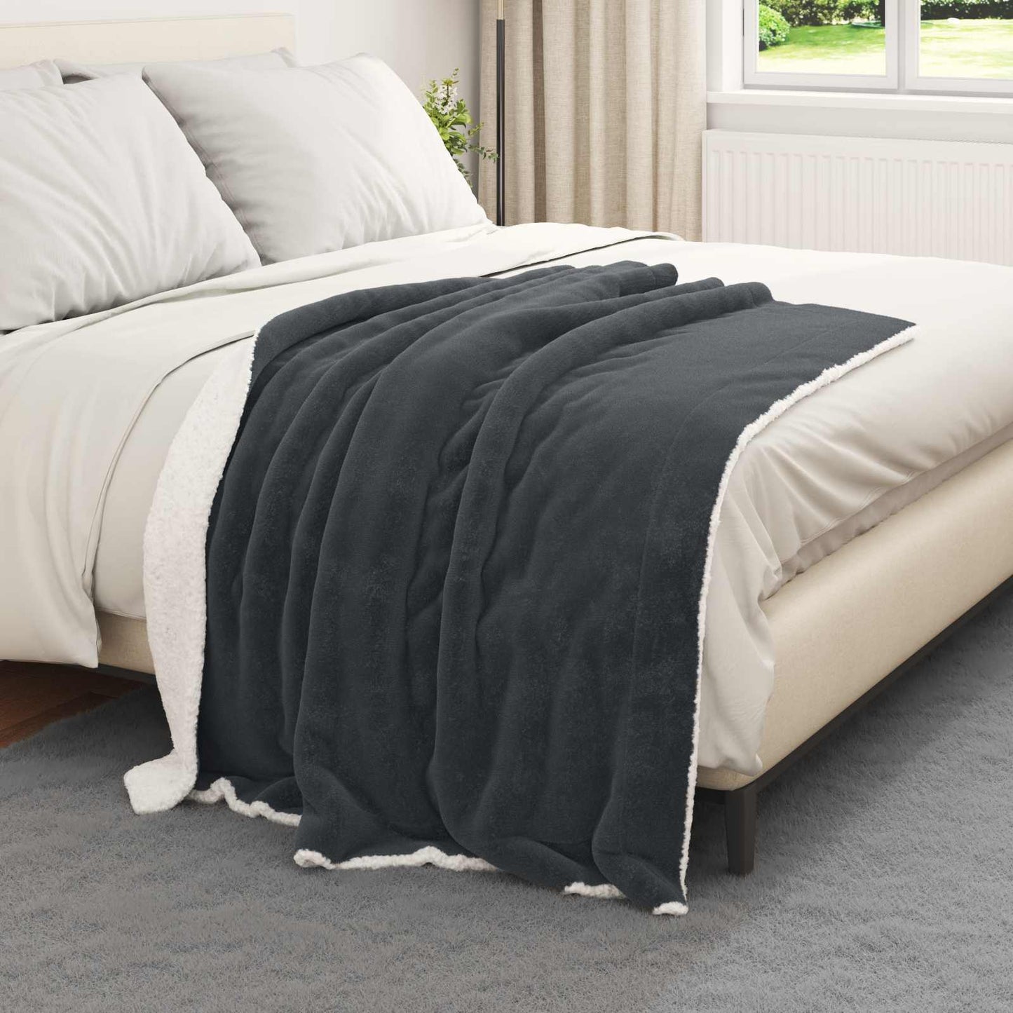 Vidaxl Überwurfdecke dunkelgrau 130 x 150 cm Fleece