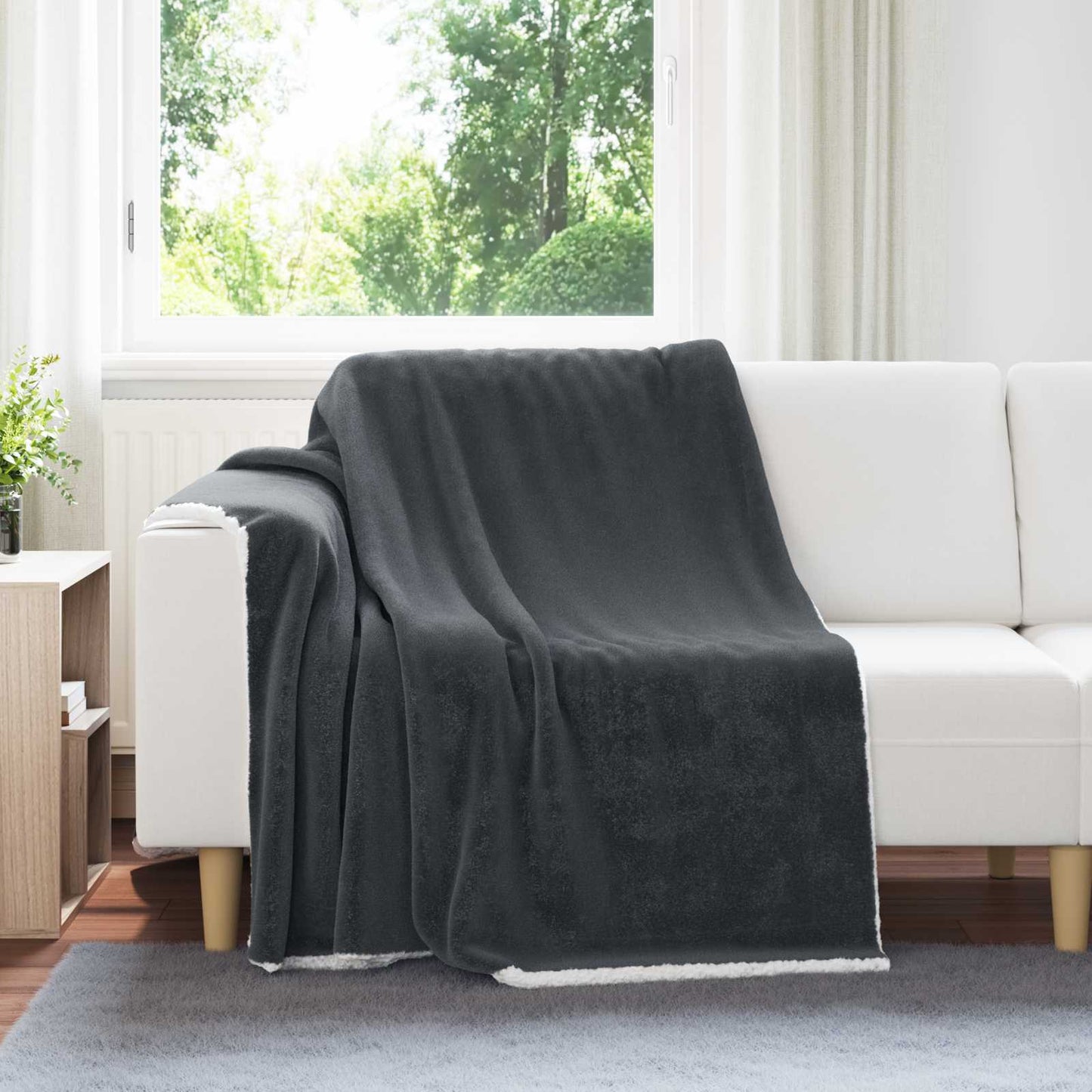 Vidaxl Überwurfdecke dunkelgrau 150 x 200 cm Fleece
