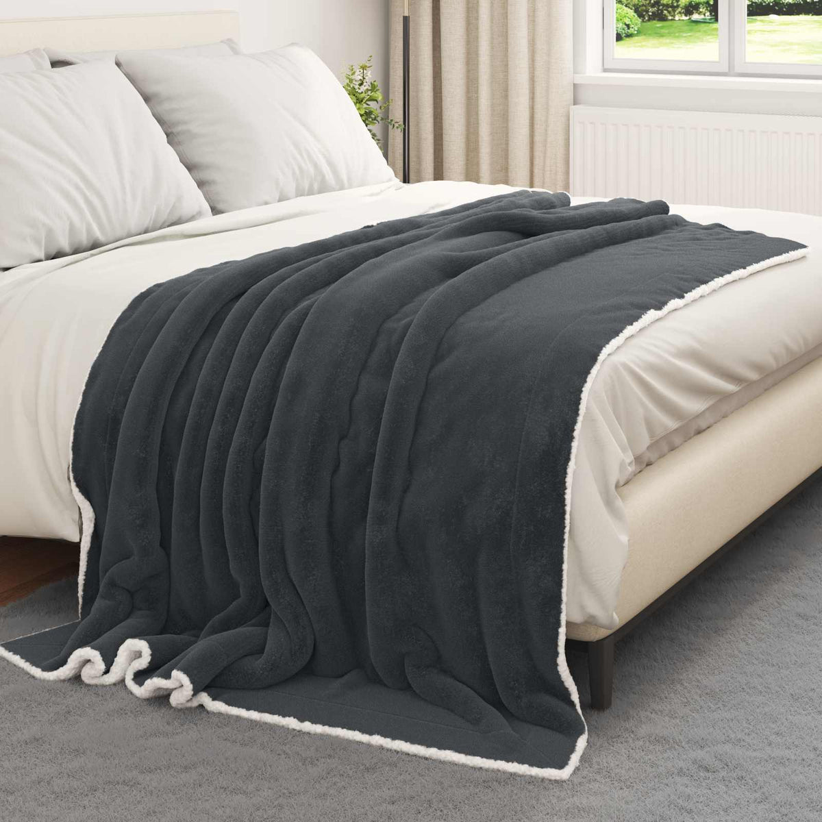 Vidaxl Überwurfdecke dunkelgrau 150 x 200 cm Fleece