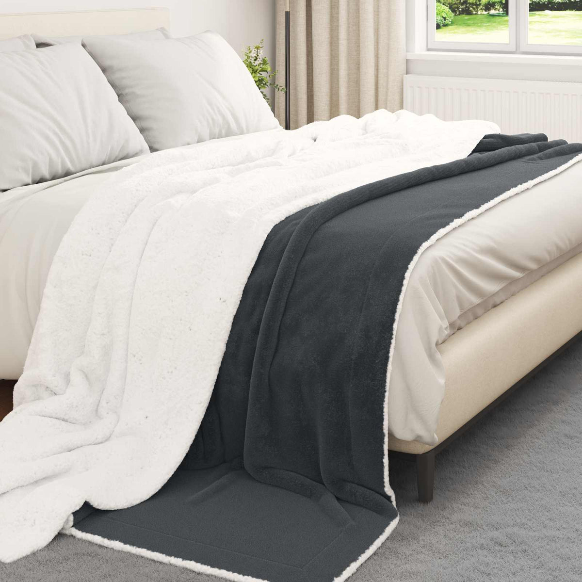 Vidaxl Überwurfdecke dunkelgrau 240 x 270 cm Fleece