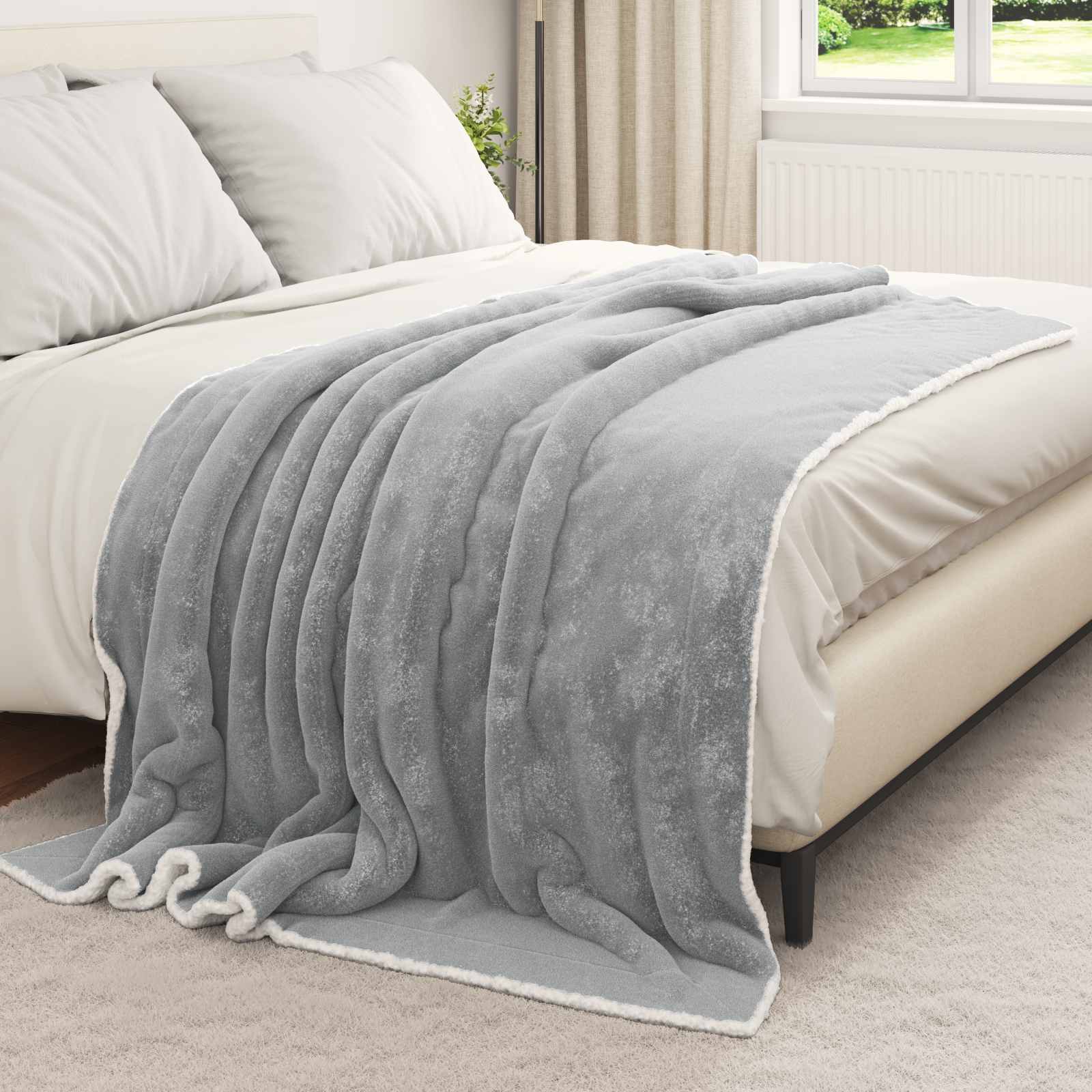 Vidaxl Überwurfdecke grau 150 x 200 cm Fleece