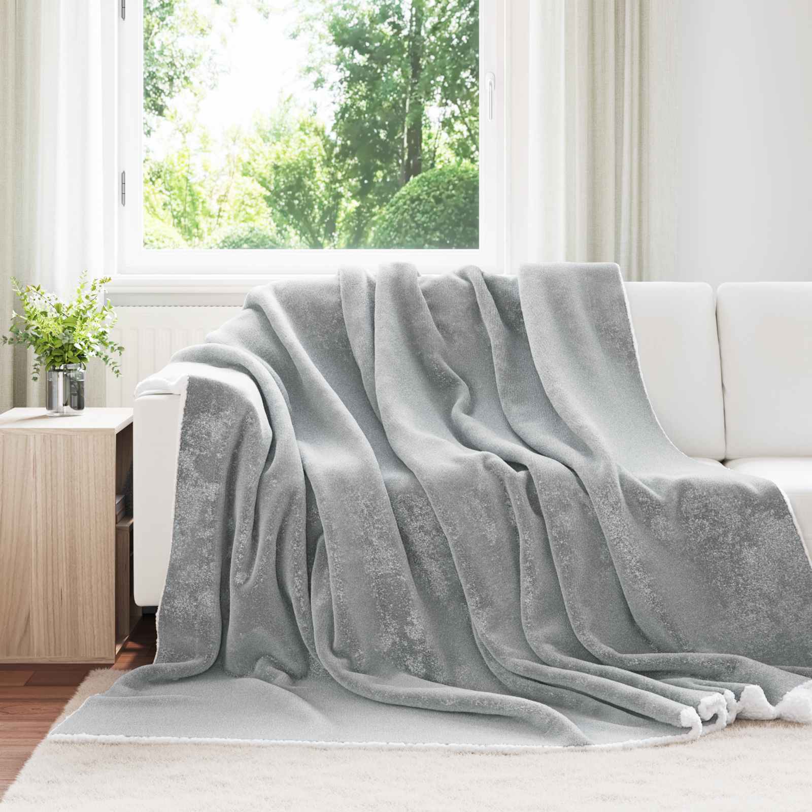 Vidaxx Überwurfdecke grau 240 x 270 cm Fleece