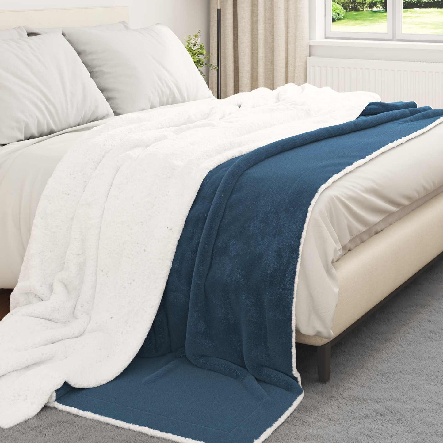Vidaxx Überwurfdecke Marineblau 220 x 240 cm Fleece