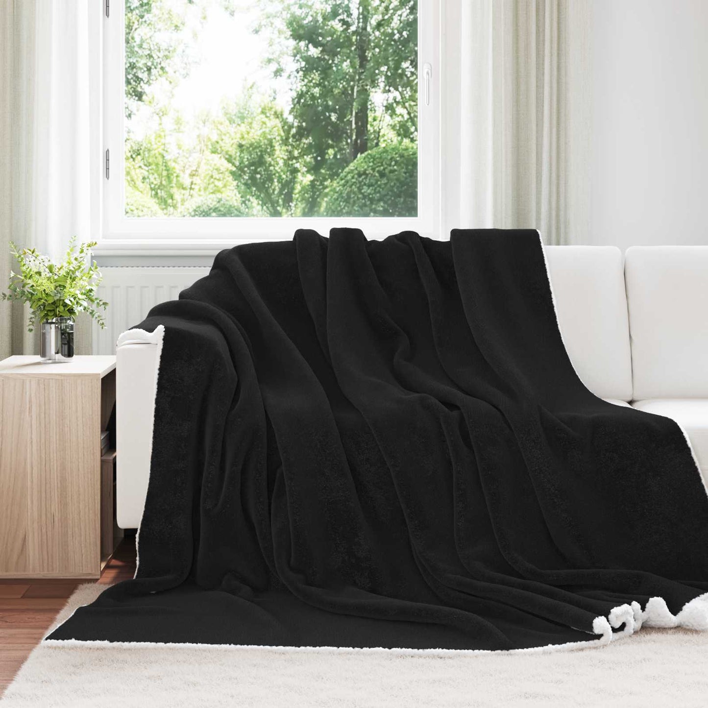 Vidaxx Überwurfdecke schwarz 240 x 270 cm Fleece