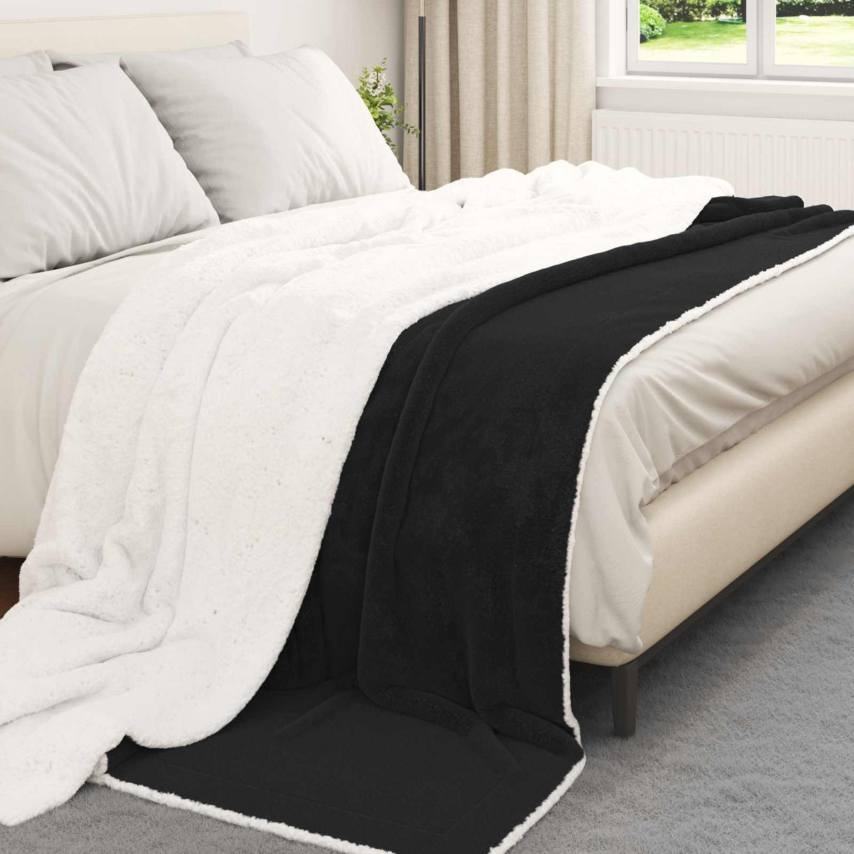 Vidaxx Überwurfdecke schwarz 240 x 270 cm Fleece