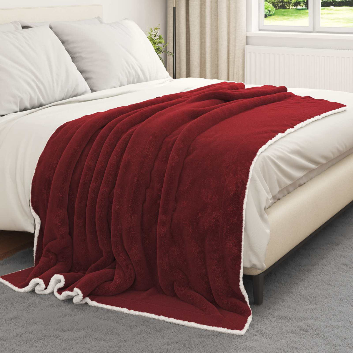 Vidaxx Überwurfdecke bordeauxrot 150 x 200 cm Fleece