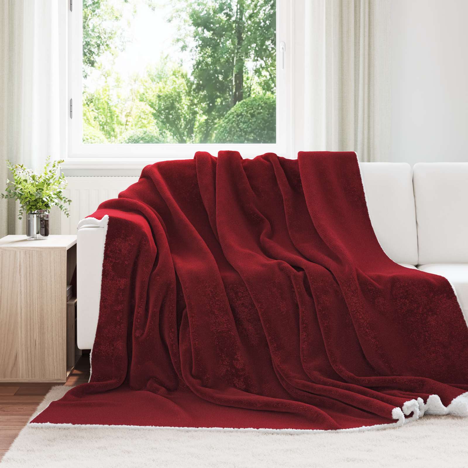 Vidaxx Überwurfdecke bordeauxrot 220 x 240 cm Fleece
