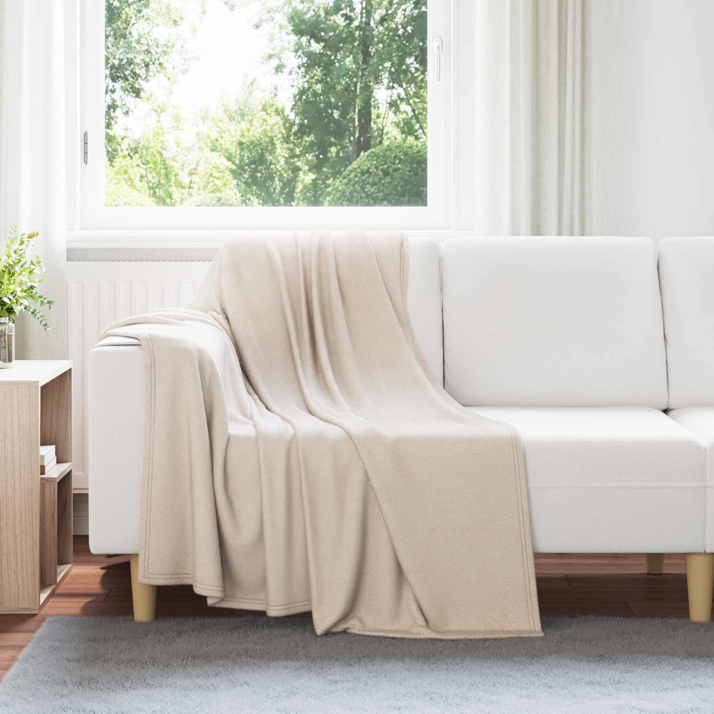 Vidaxl Überwurfdecke beige 170 x 130 cm Fleece