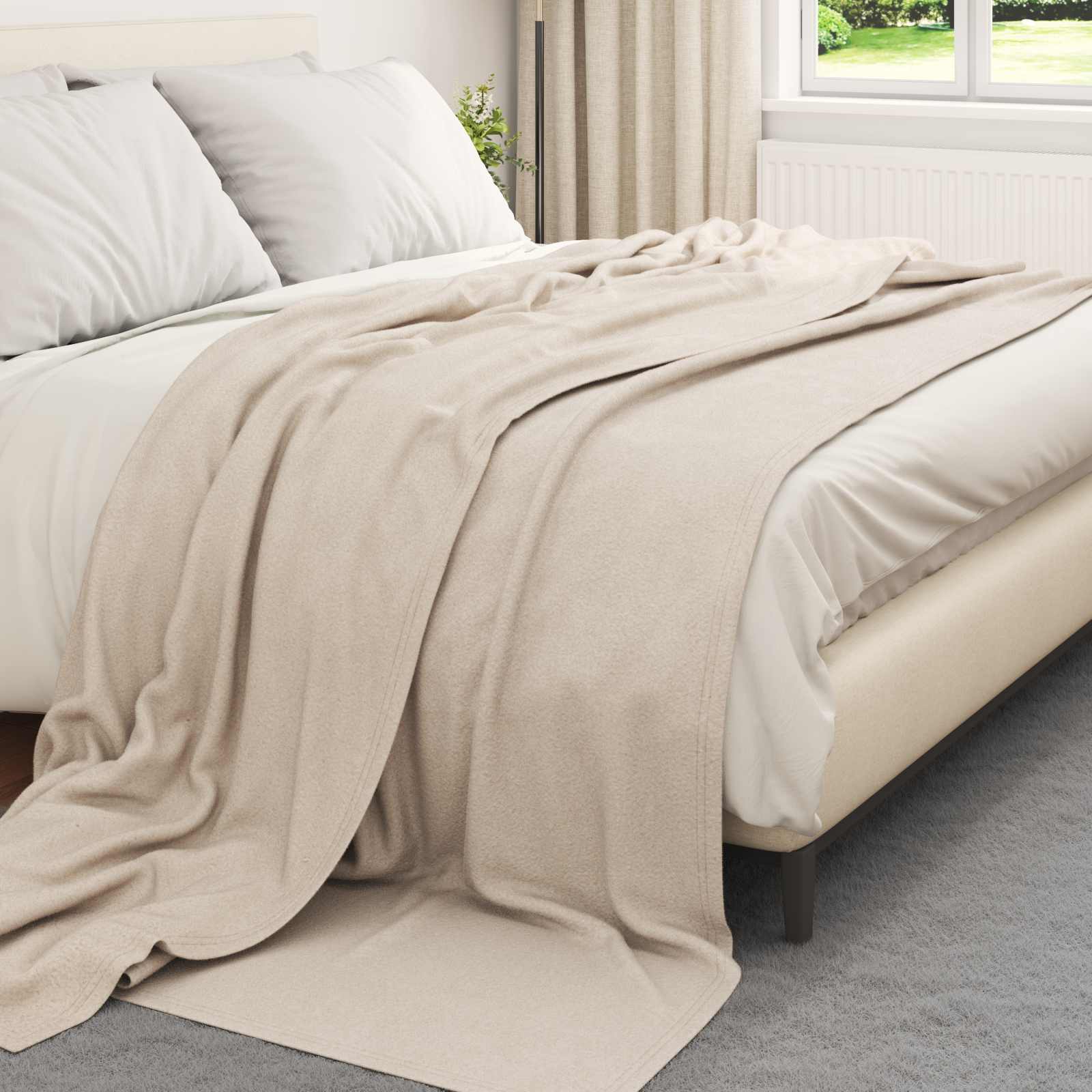 Vidaxl Überwurfdecke Beige 270 x 240 cm Fleece