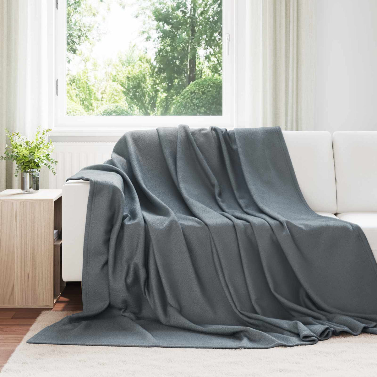 Vidaxl Überwurfdecke dunkelgrau 270 x 240 cm Fleece