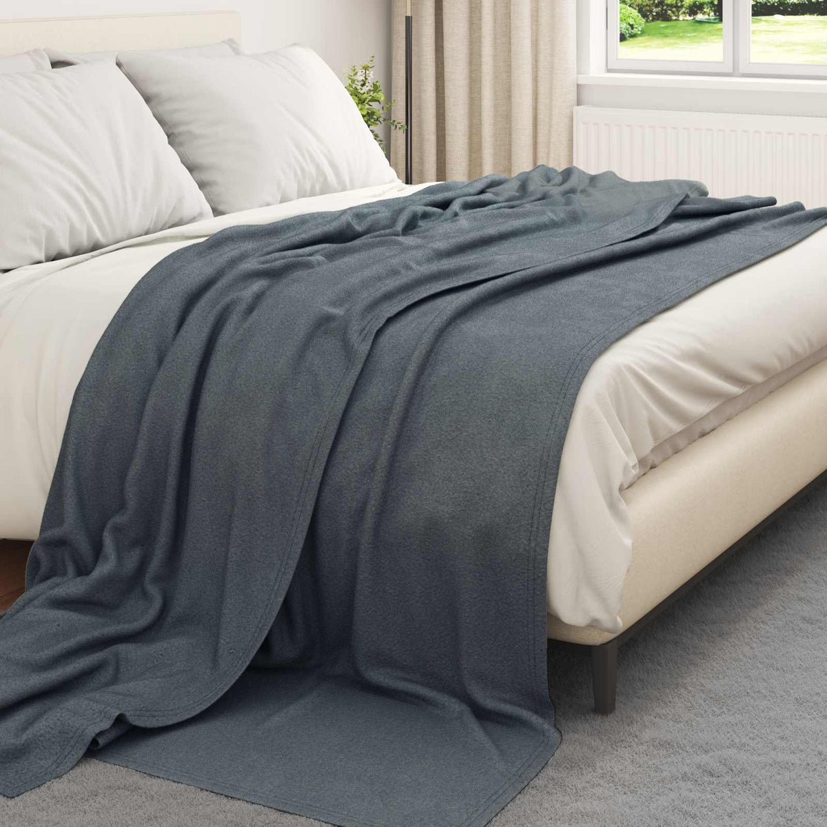 Vidaxl Überwurfdecke dunkelgrau 270 x 240 cm Fleece